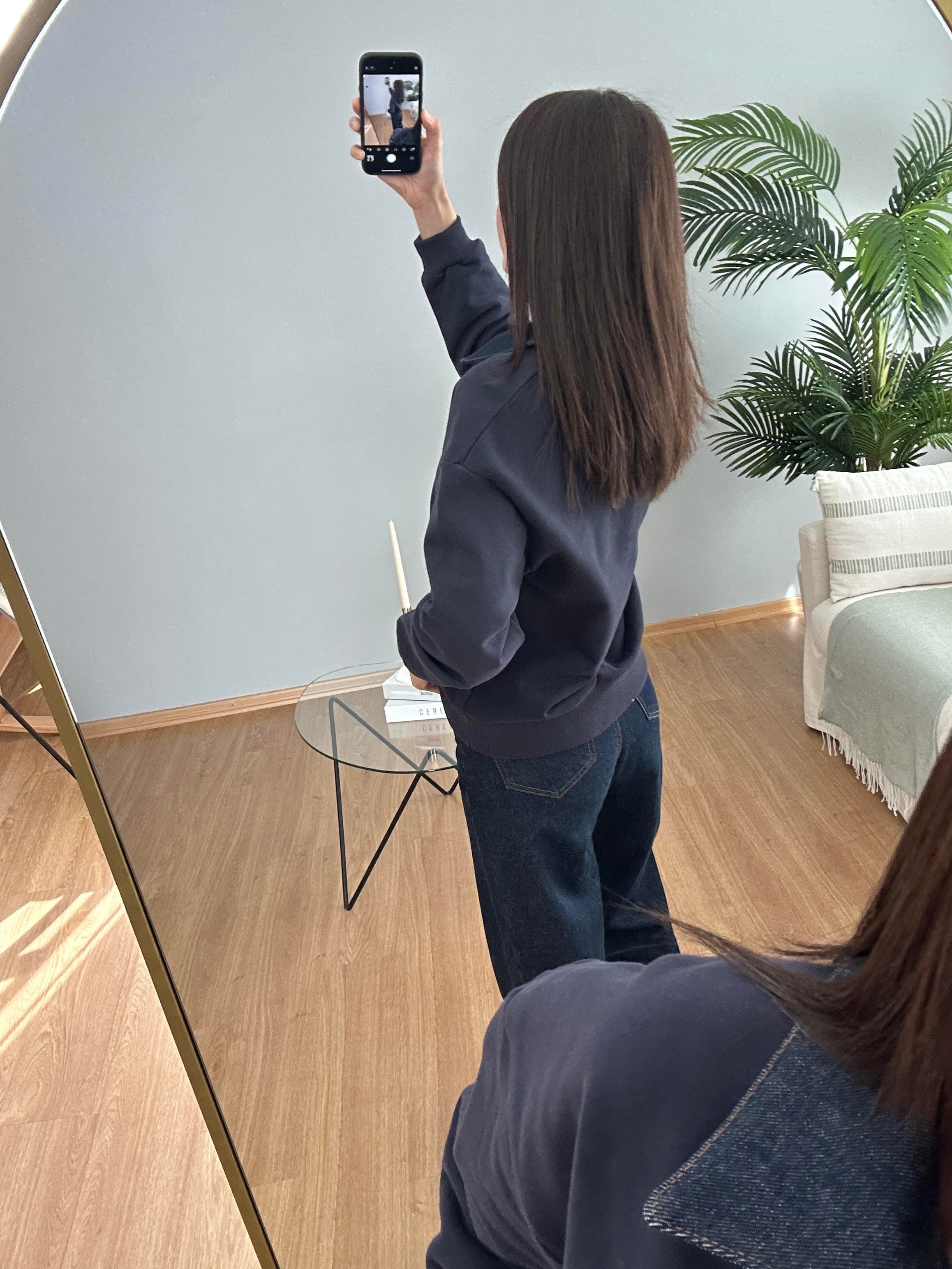 Yakası Denim Lacivert Sweatshirt 
