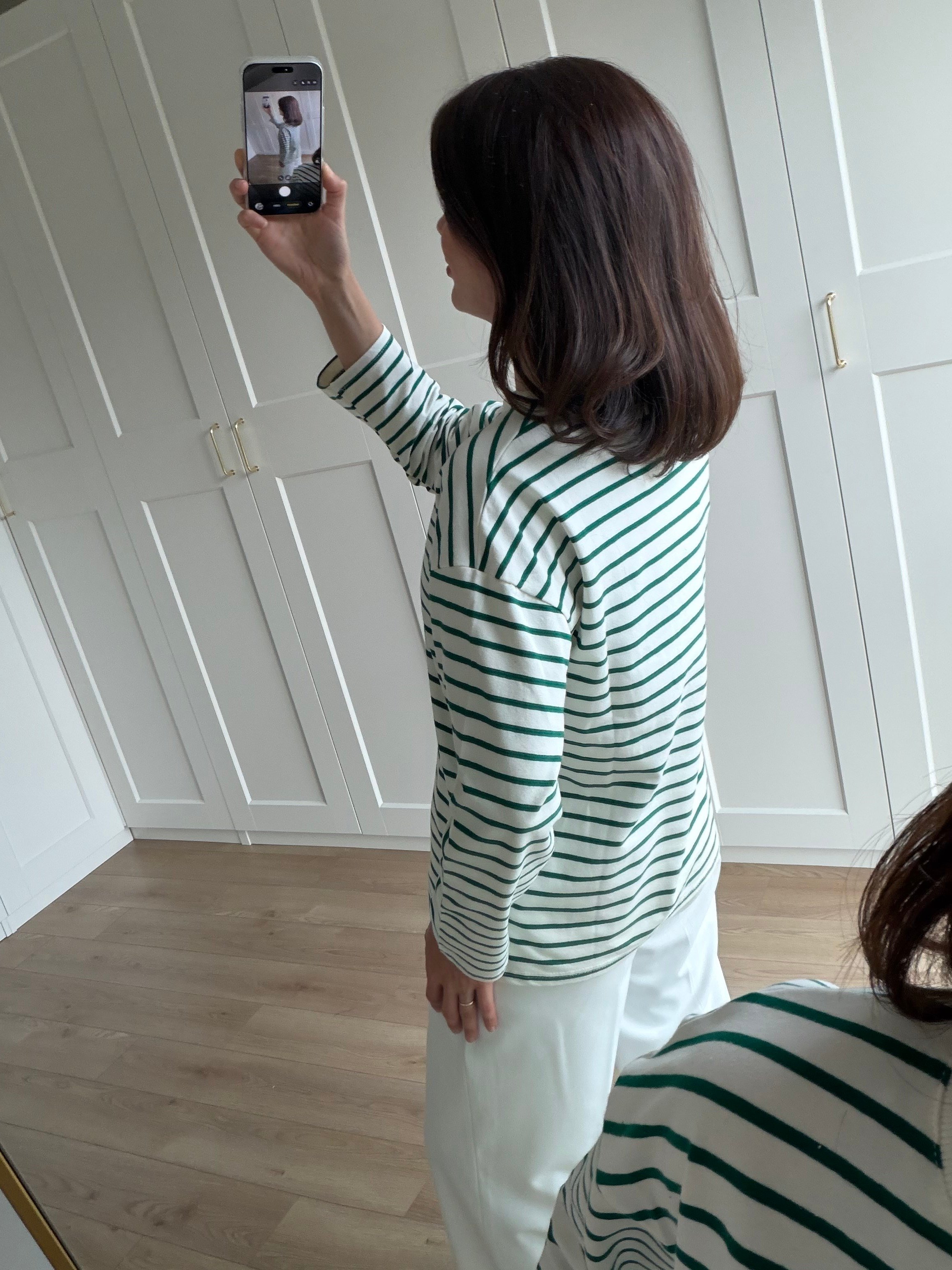 Yeşil Çizgili Pamuklu Sweatshirt 