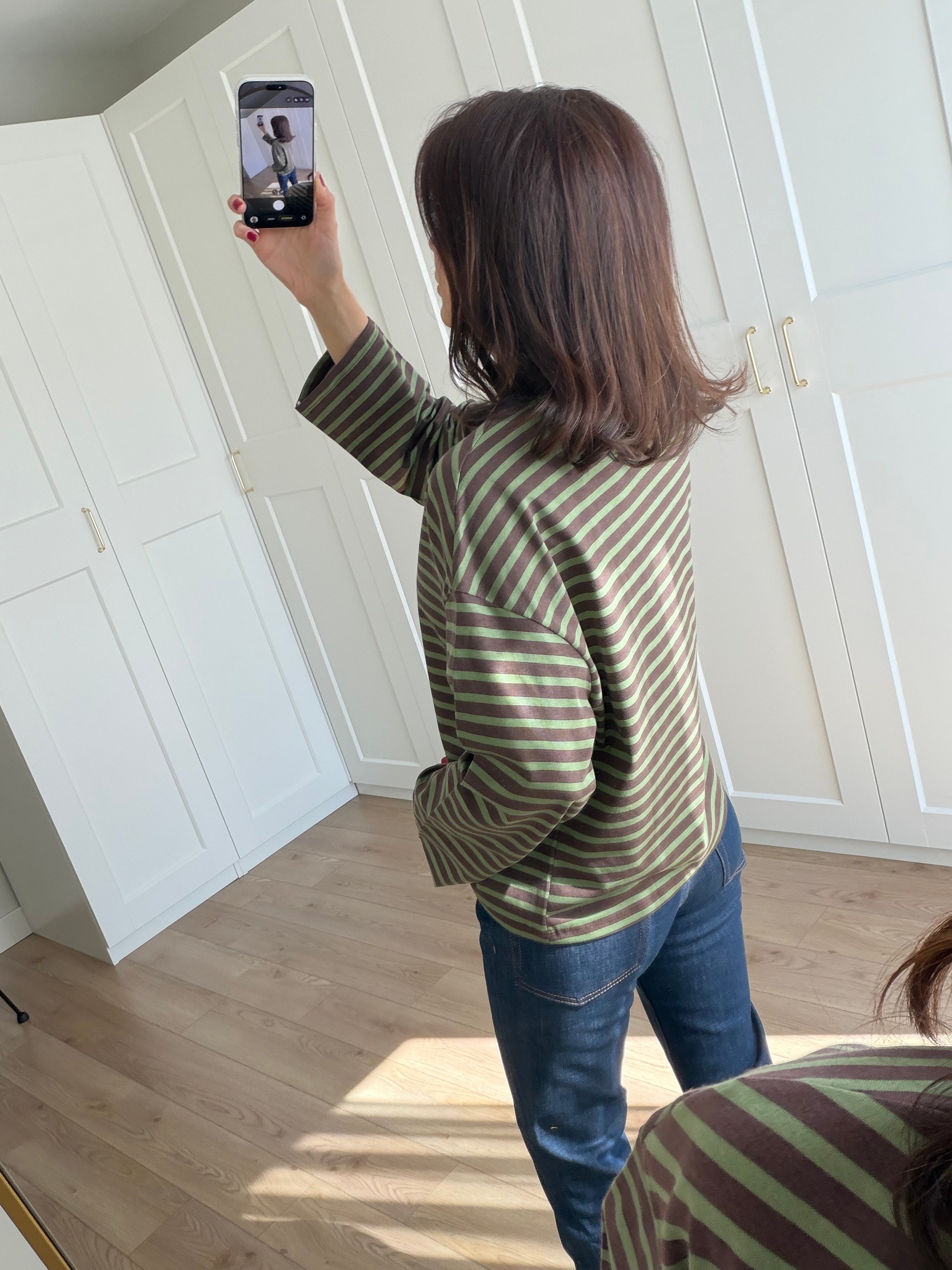 Yeşil Kahve Çizgili Sweatshirt 