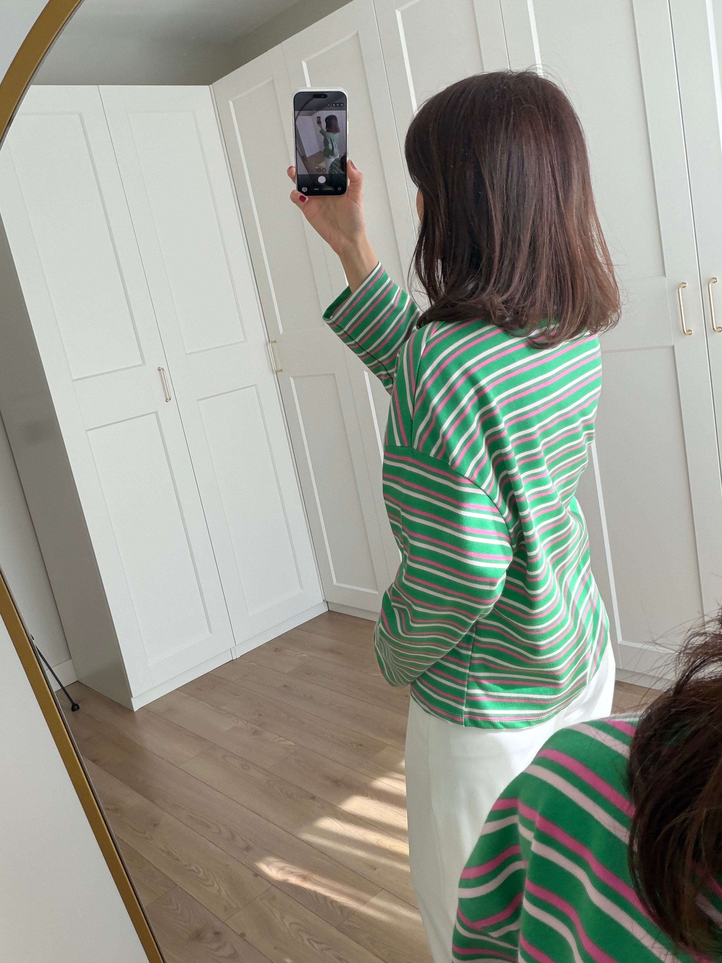 Yeşil Pembe Çizgili Sweatshirt 