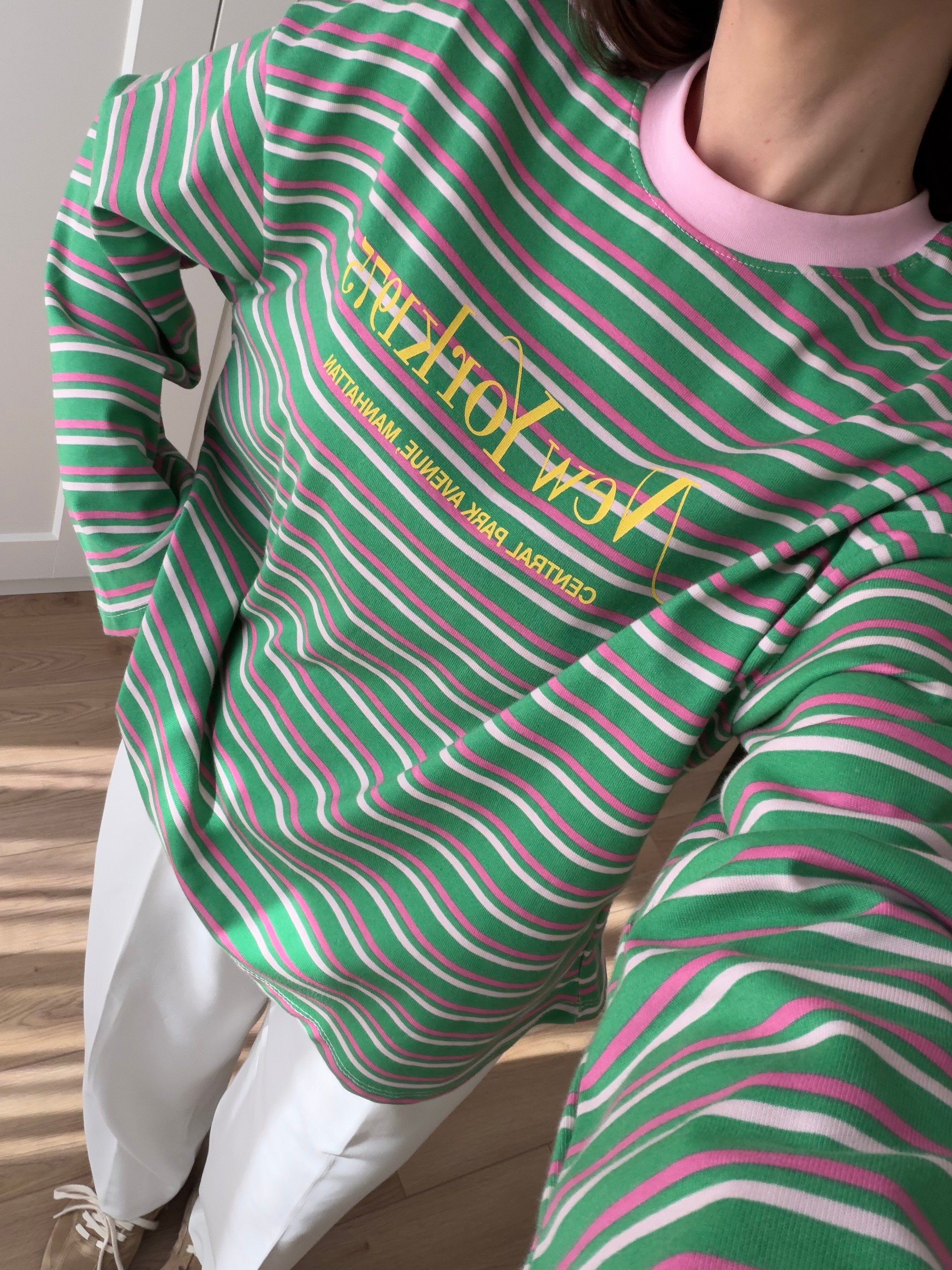 Yeşil Pembe Çizgili Sweatshirt 