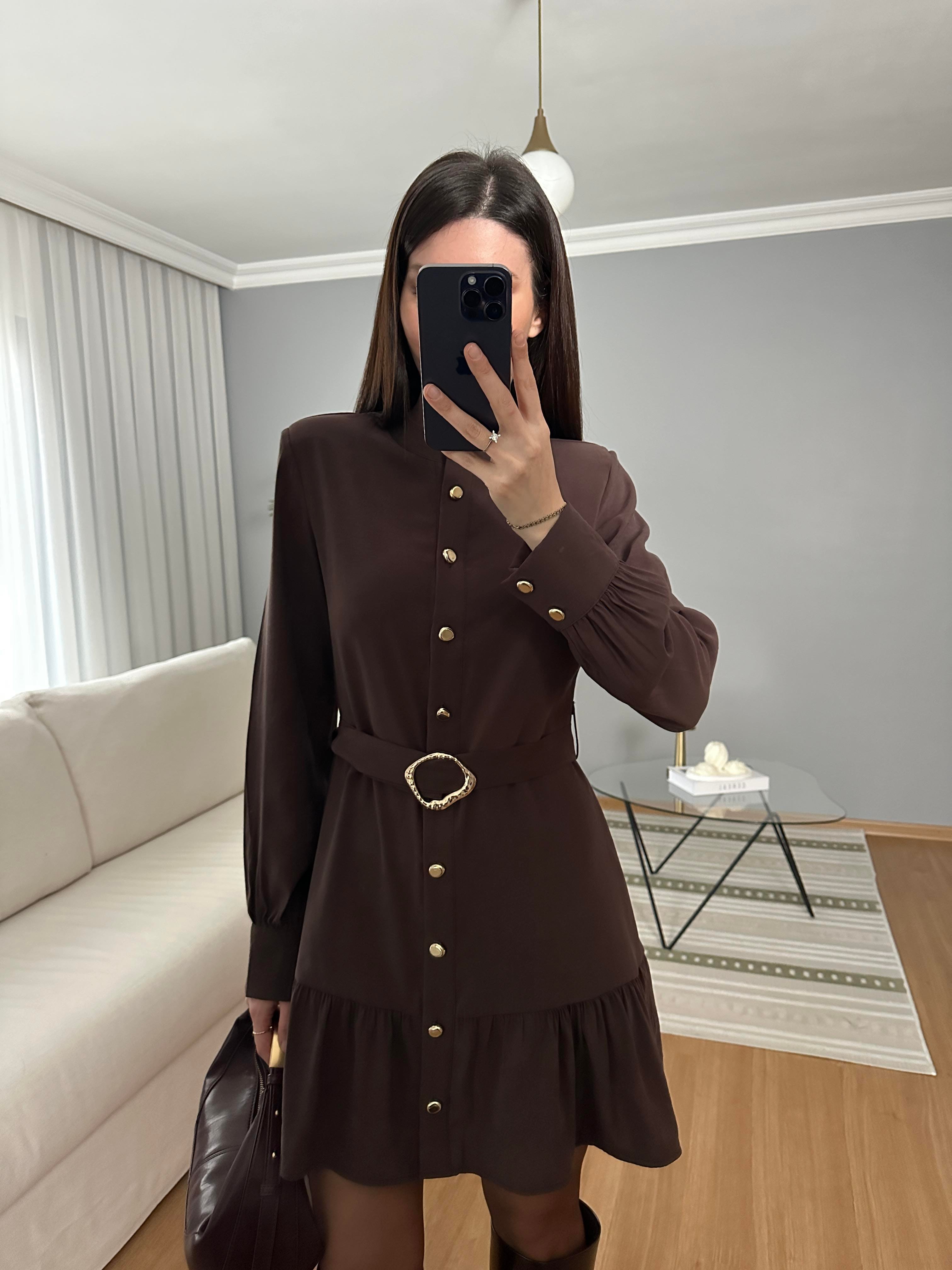 Zayra  Kemerli Tencel Elbise