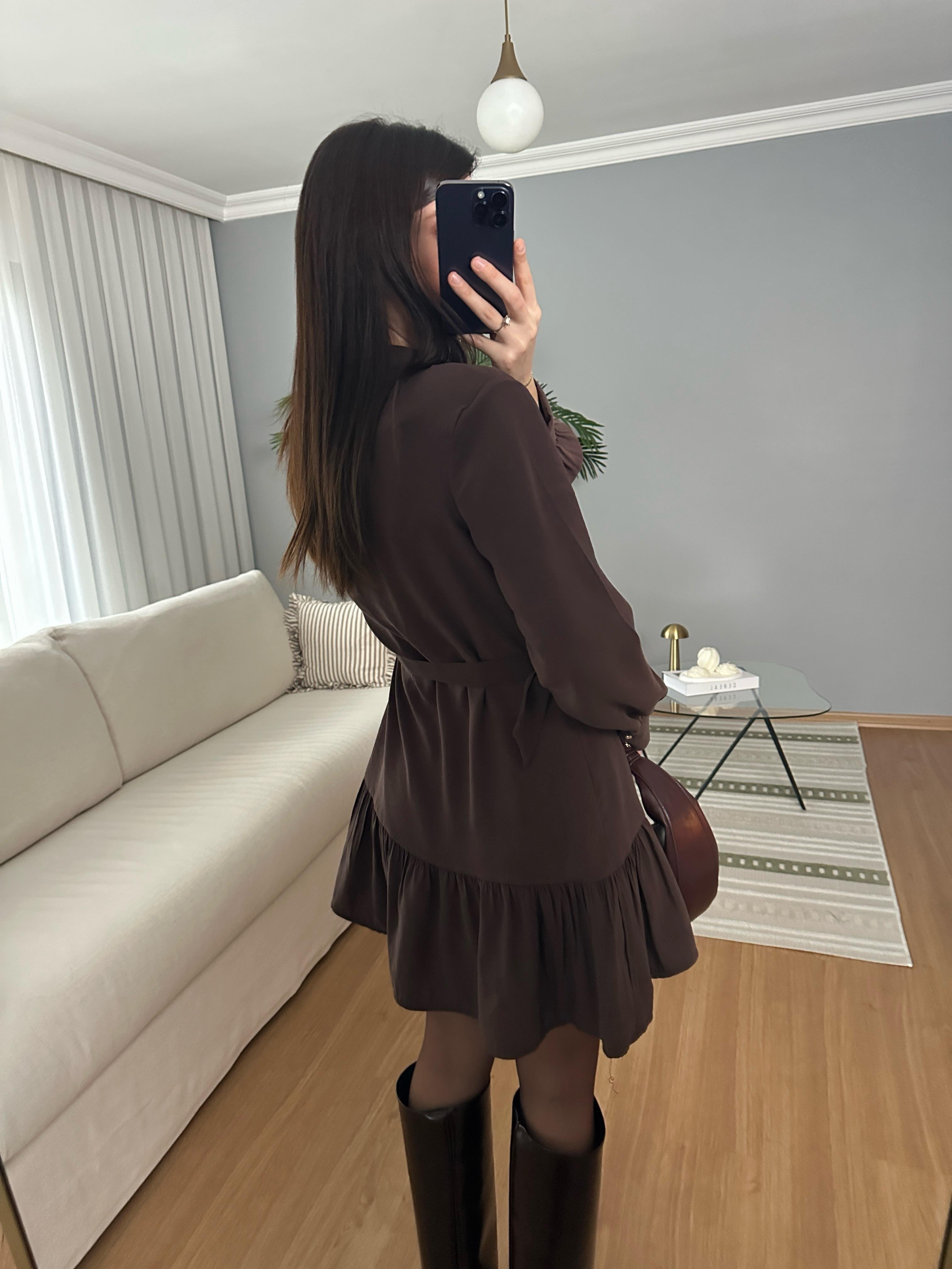 Zayra  Kemerli Tencel Elbise
