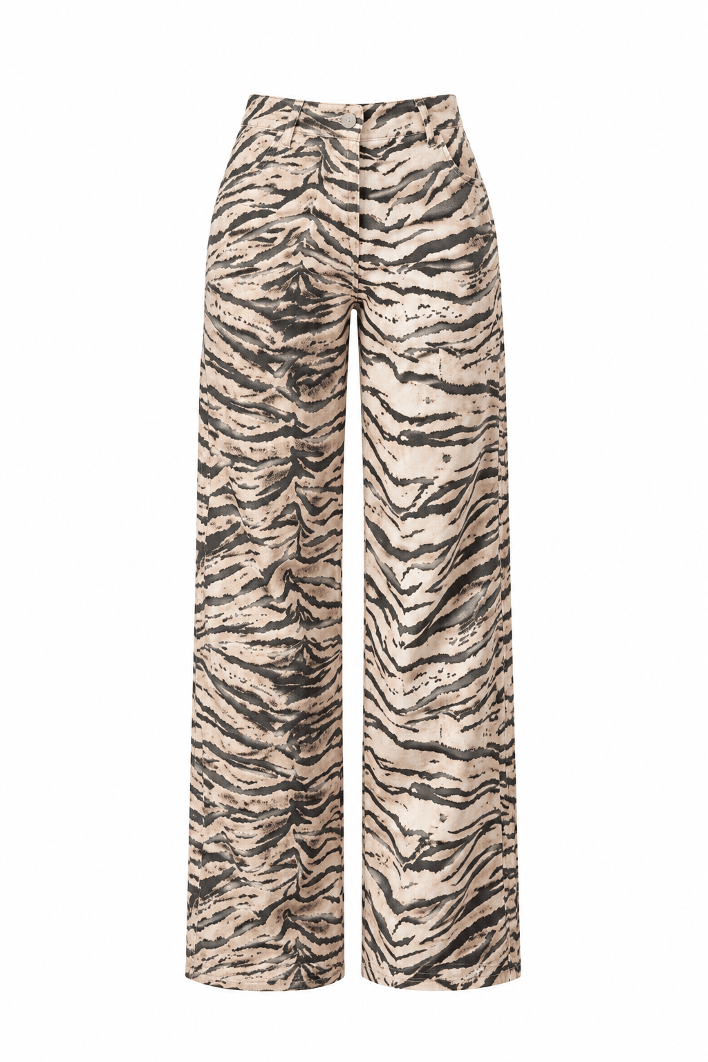 Zebra Desenli Düz Kesim Pantolon