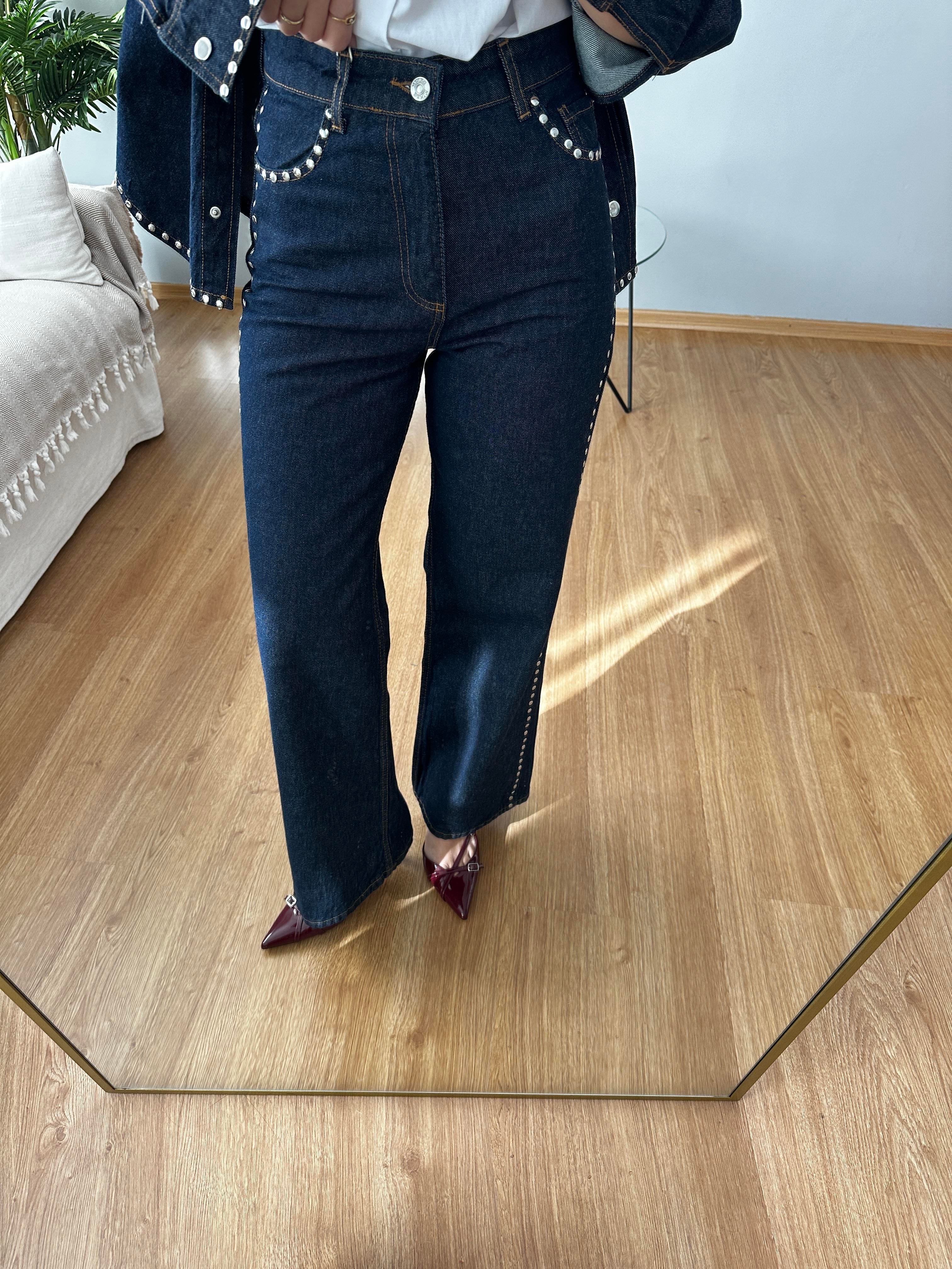 Zımbalı Denim Takım