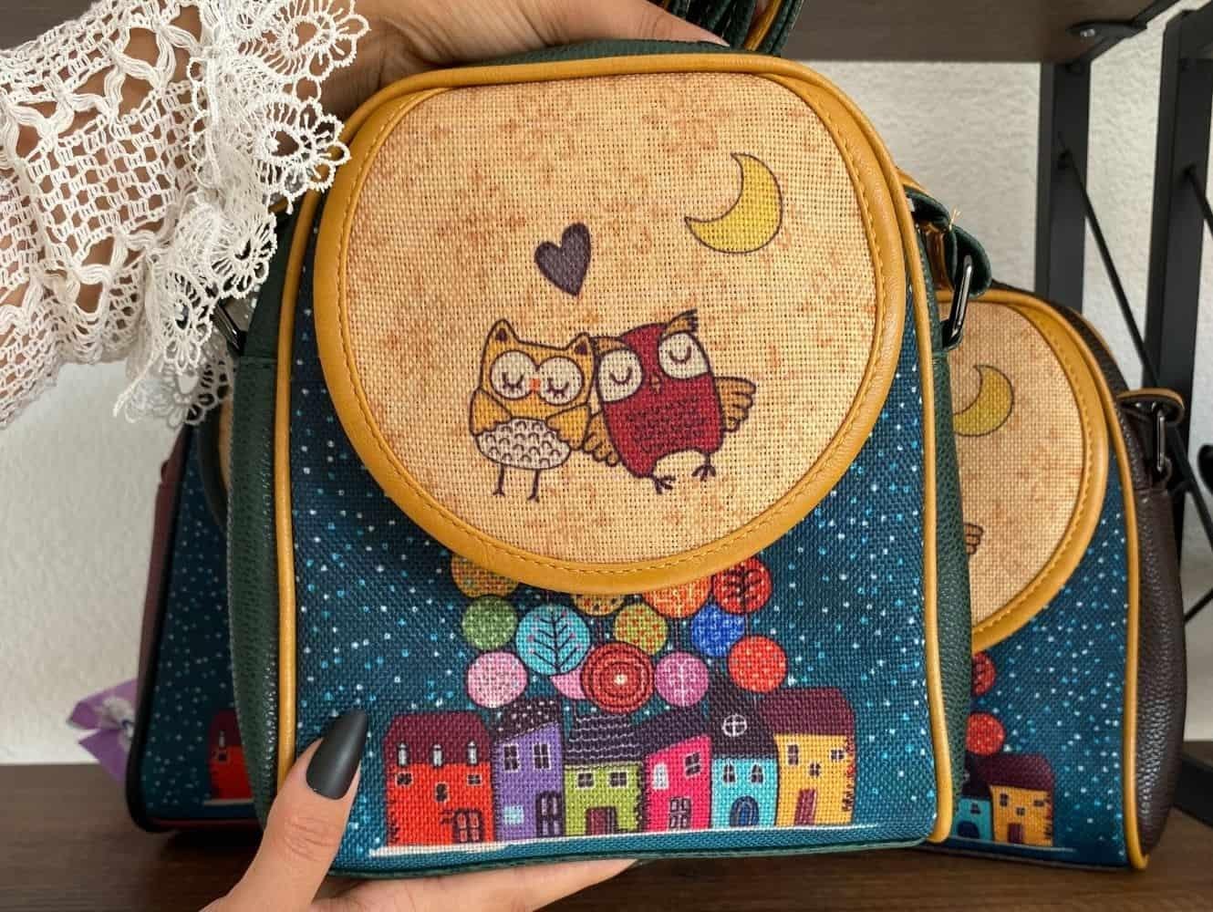 BAYKUŞ Figürlü Küçük Postacı Omuz Çantası Etnik Bohem Style - YEŞİL