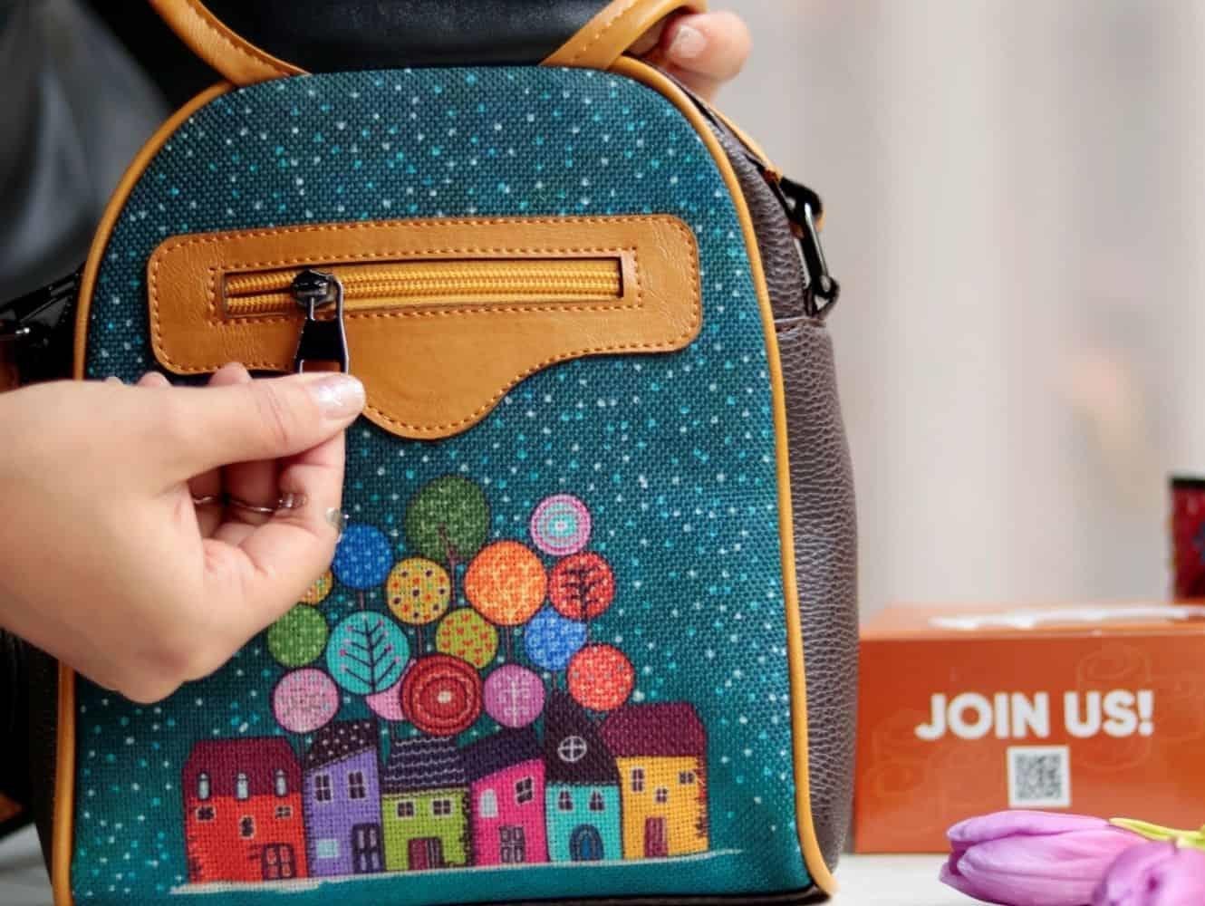 BAYKUŞ Figürlü Küçük Postacı Omuz Çantası Etnik Bohem Style - KAHVE