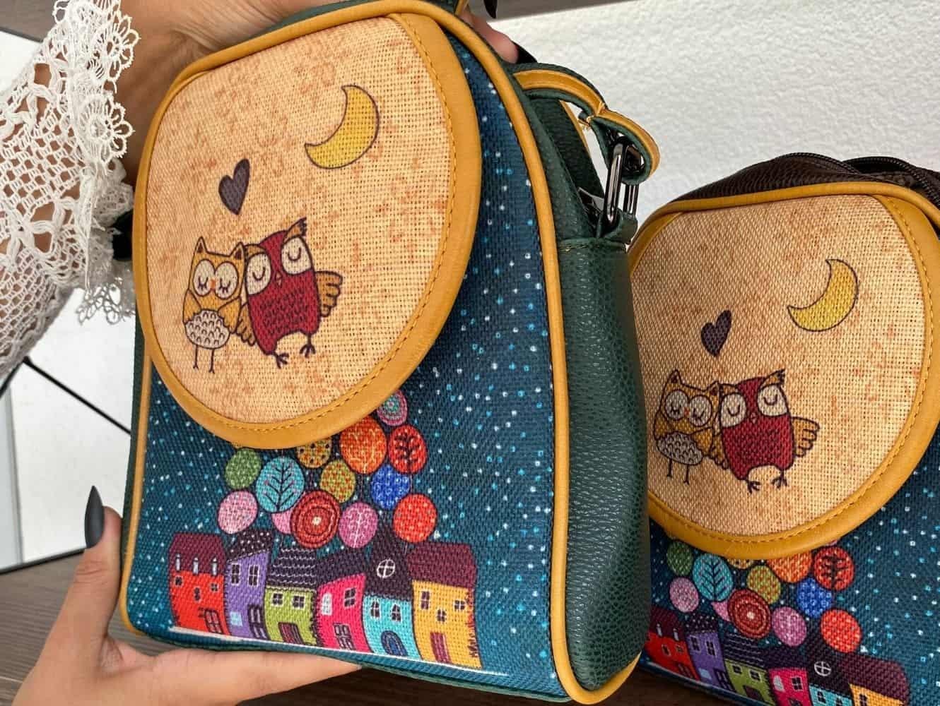 BAYKUŞ Figürlü Küçük Postacı Omuz Çantası Etnik Bohem Style - YEŞİL