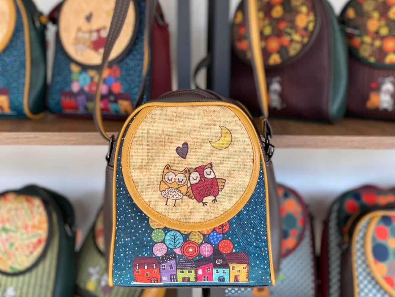 BAYKUŞ Figürlü Küçük Postacı Omuz Çantası Etnik Bohem Style - KAHVE