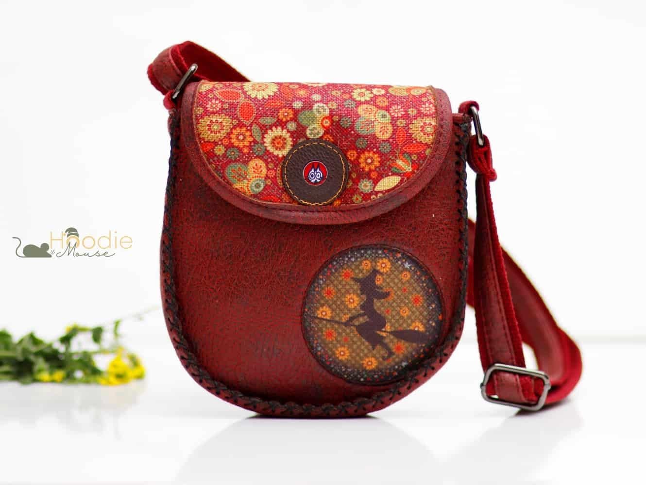 Cadı Figürlü Çapraz Örgülü Kol Çantası Etnik Bohem Style Bordo