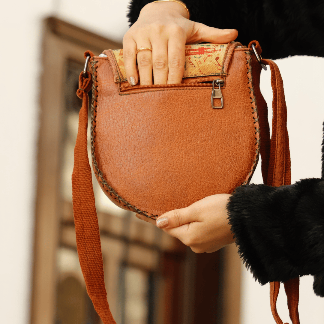 Dans Eden Fare Figürlü Çapraz Örgülü Kol Çantası Etnik Bohem Style - Taba