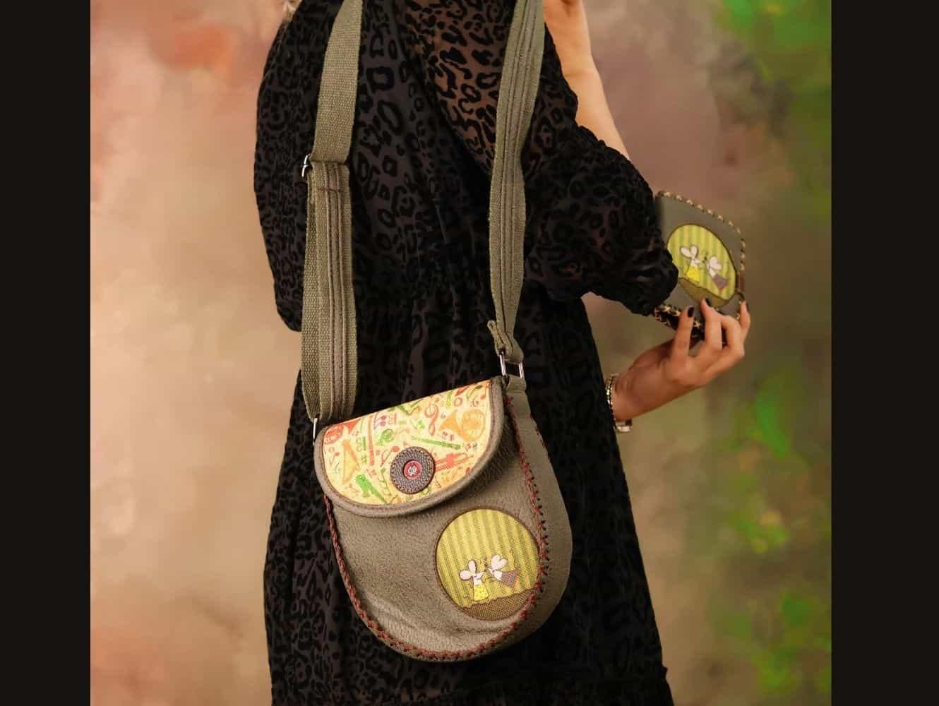 Dans Eden Fare Figürlü Çapraz Örgülü Kol Çantası Etnik Bohem Style Yeşil