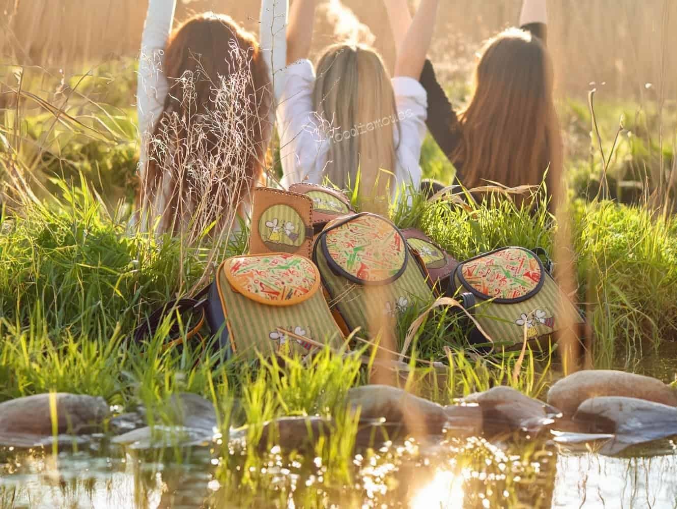 Dans Eden Fare Figürlü Küçük Postacı Çanta ve Küçük Cüzdan Kombin (Çanta Siyah, Cüzdan Hardal)