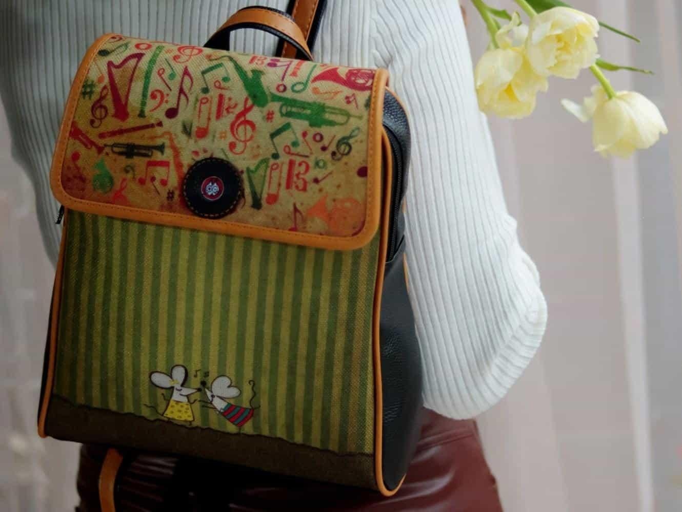 Dans Eden Fareler Figürlü Kapaklı Sırt Çantası Etnik Bohem Style - SİYAH