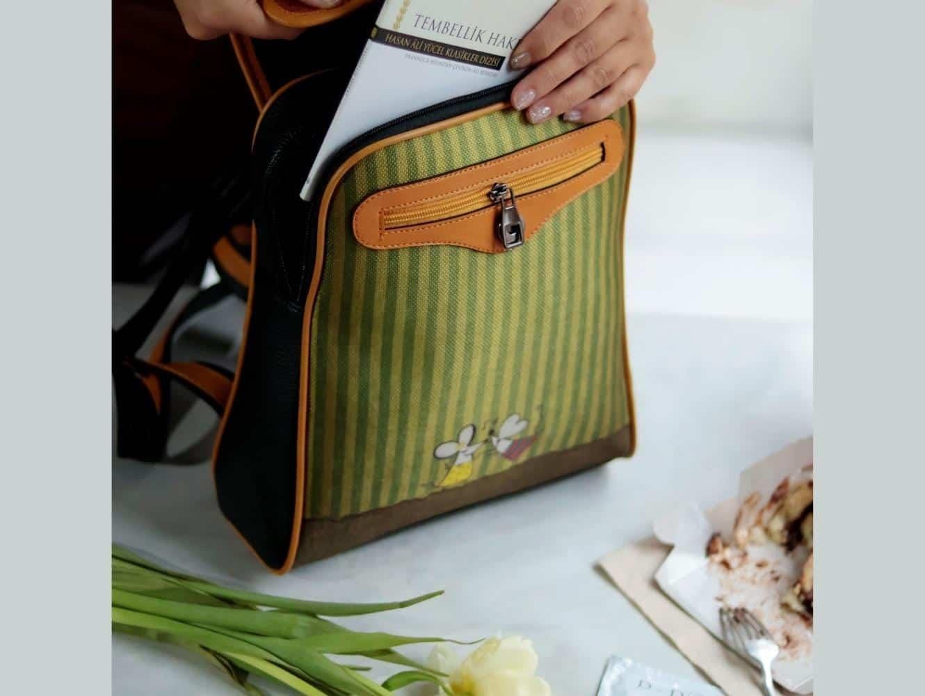 Dans Eden Fareler Figürlü Kapaklı Sırt Çantası Etnik Bohem Style - SİYAH