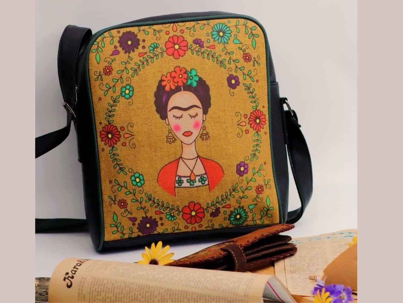 Frida Figürlü Büyük Postacı Kol Çantası Etnik Bohem Style Çanta Cüzdan KOMBİN