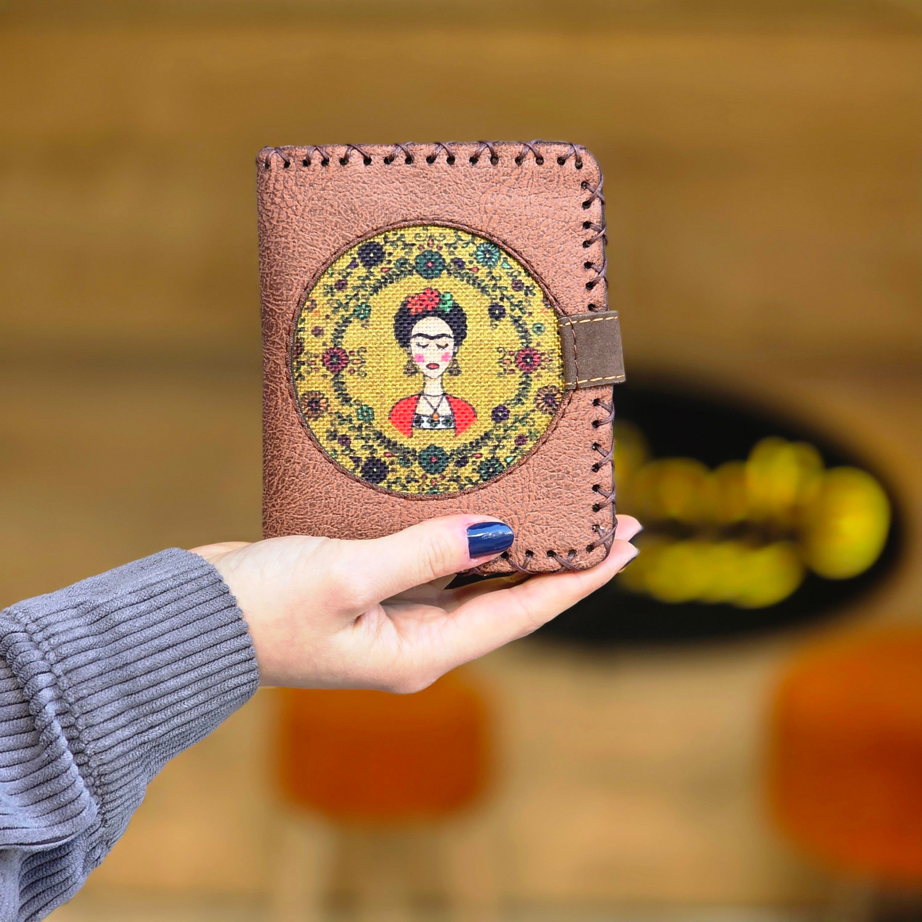Frida Figürlü Küçük Cüzdan Etnik Bohem Retro Style - Taba