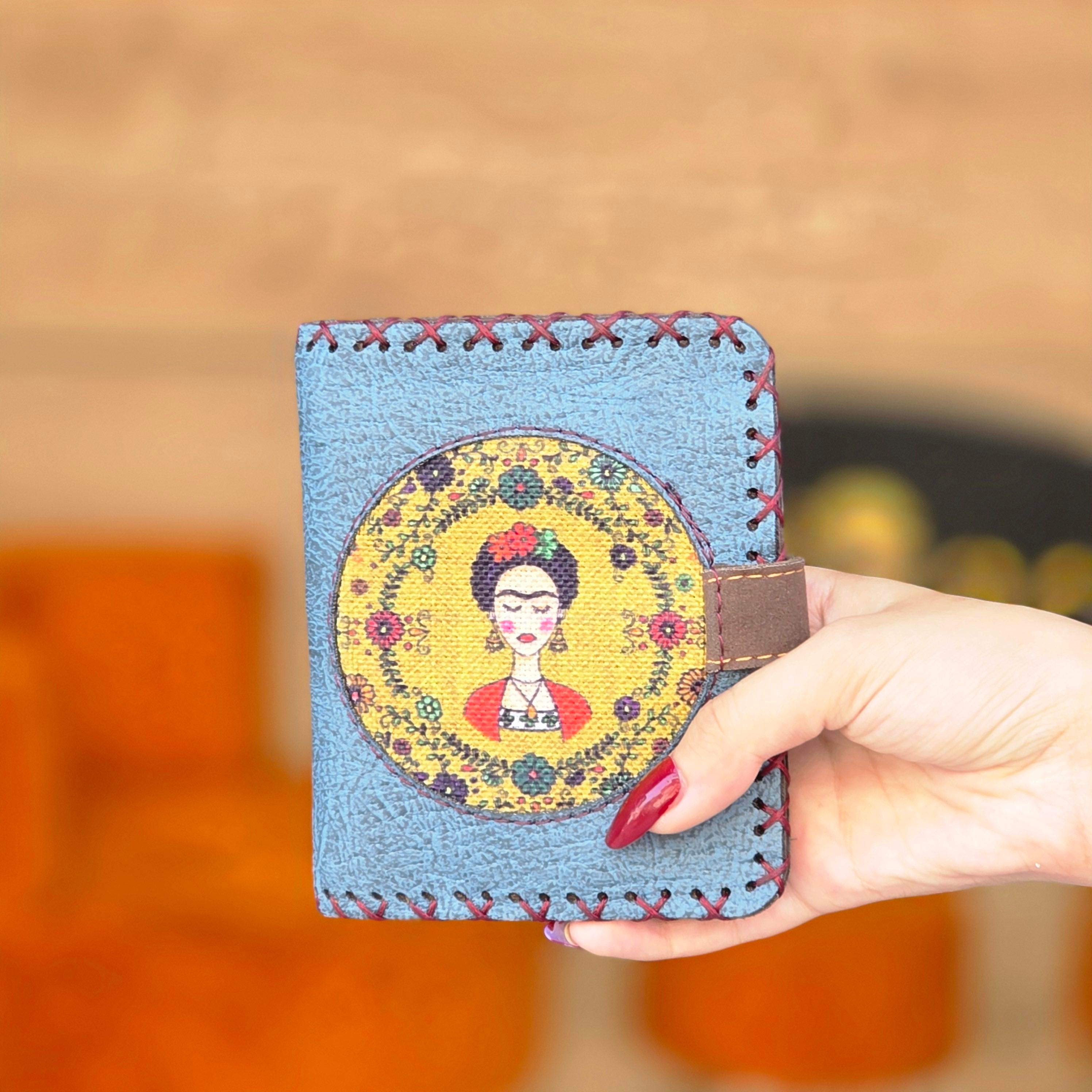 Frida Figürlü Küçük Cüzdan Etnik Bohem Retro Style - Petrol