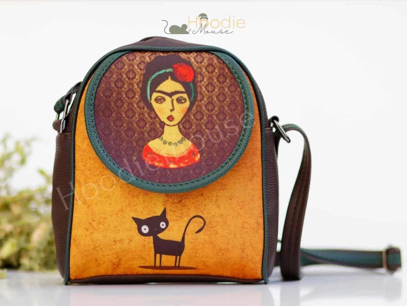Frida Kahlo Figürlü Küçük Postacı Omuz Çantası Etnik Bohem Style - KAHVERENGİ