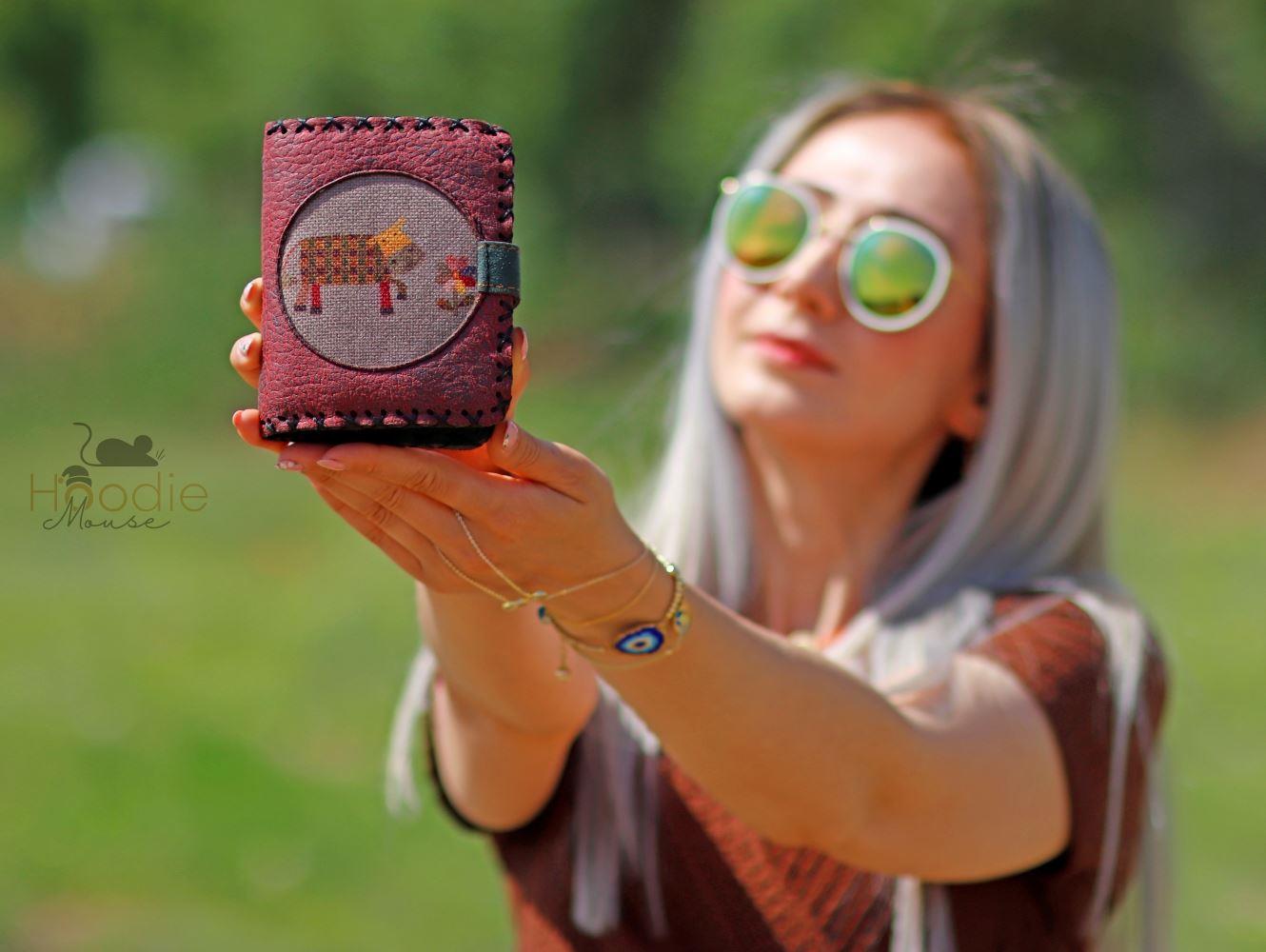 INEK Figürlü Küçük Cüzdan Etnik Bohem Retro Style  -BORDO