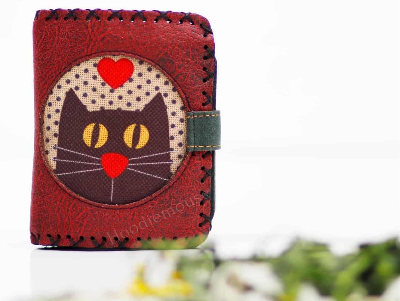 KEDI ASKI Figürlü Küçük Cüzdan Etnik Bohem Retro Style -BORDO