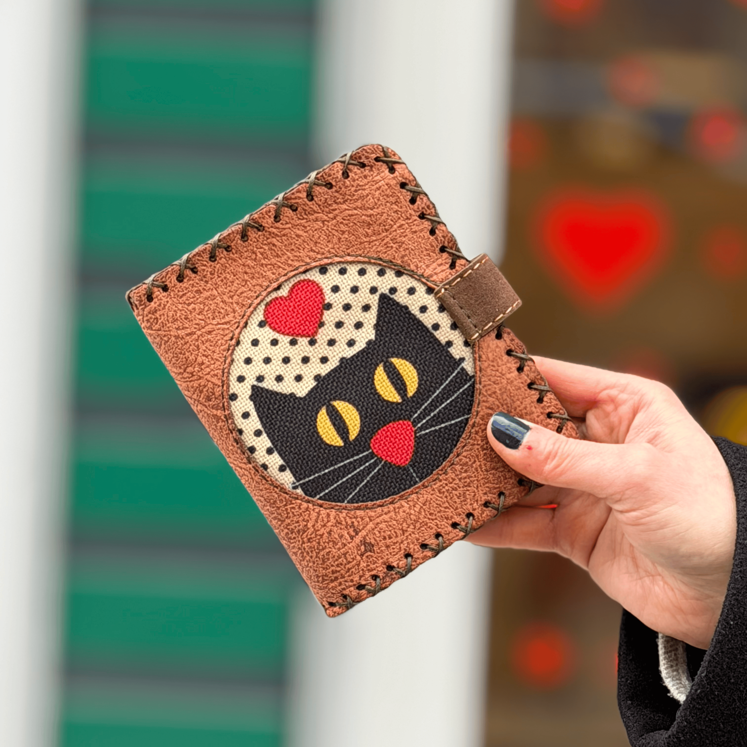Kedi Askı Figürlü Küçük Cüzdan Etnik Bohem Retro Style - TABA