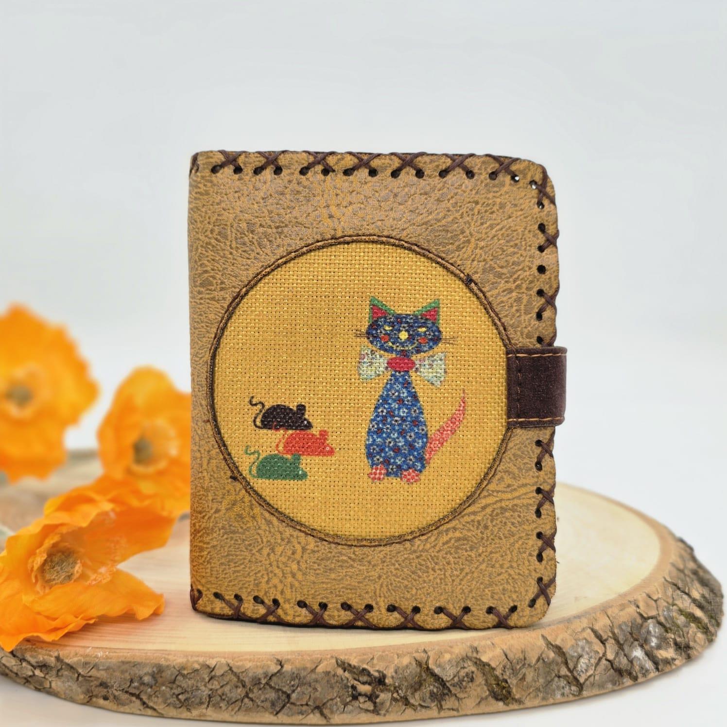 Kedi Fare Figürlü Küçük Cüzdan Etnik Bohem Retro Style -Hardal