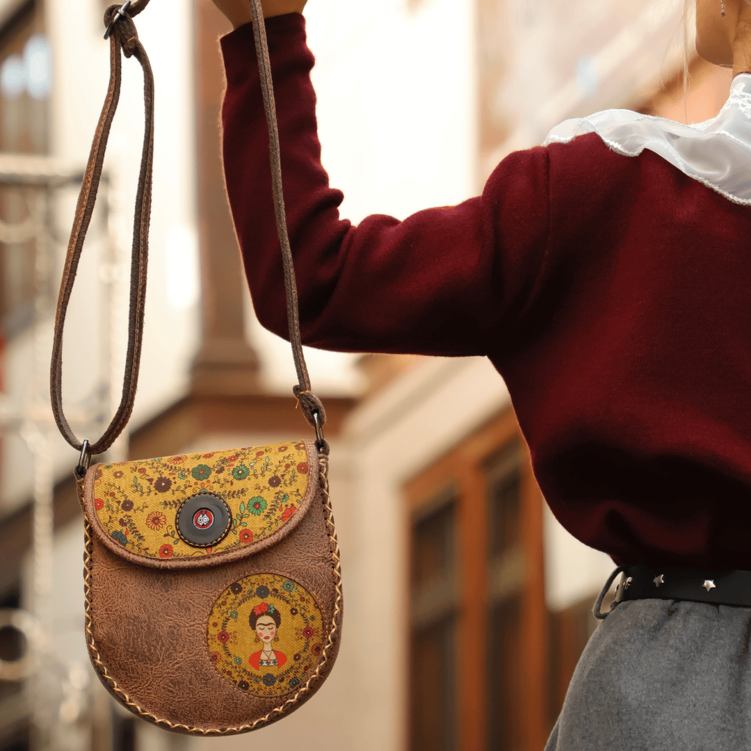 Klasik Frida Çapraz Örgülü Kol Çantası Etnik Bohem Style - Kahverengi