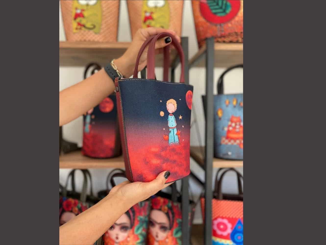 Küçük Prens Figürlü Kova Model Çanta Etnik Bohem Style - BORDO