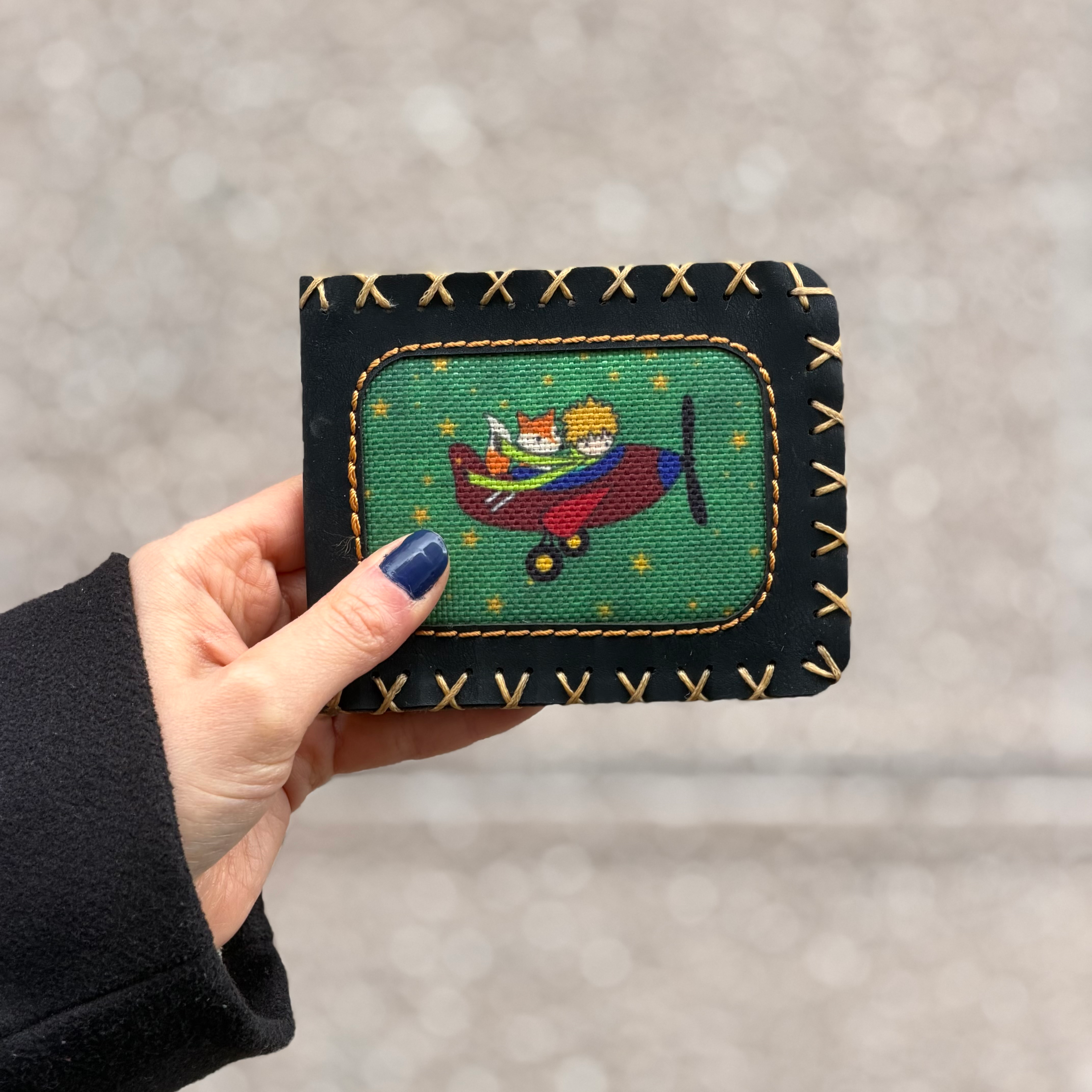 Küçük Prens Figürlü Küçük Cüzdan Etnik Bohem Retro Style -SİYAH