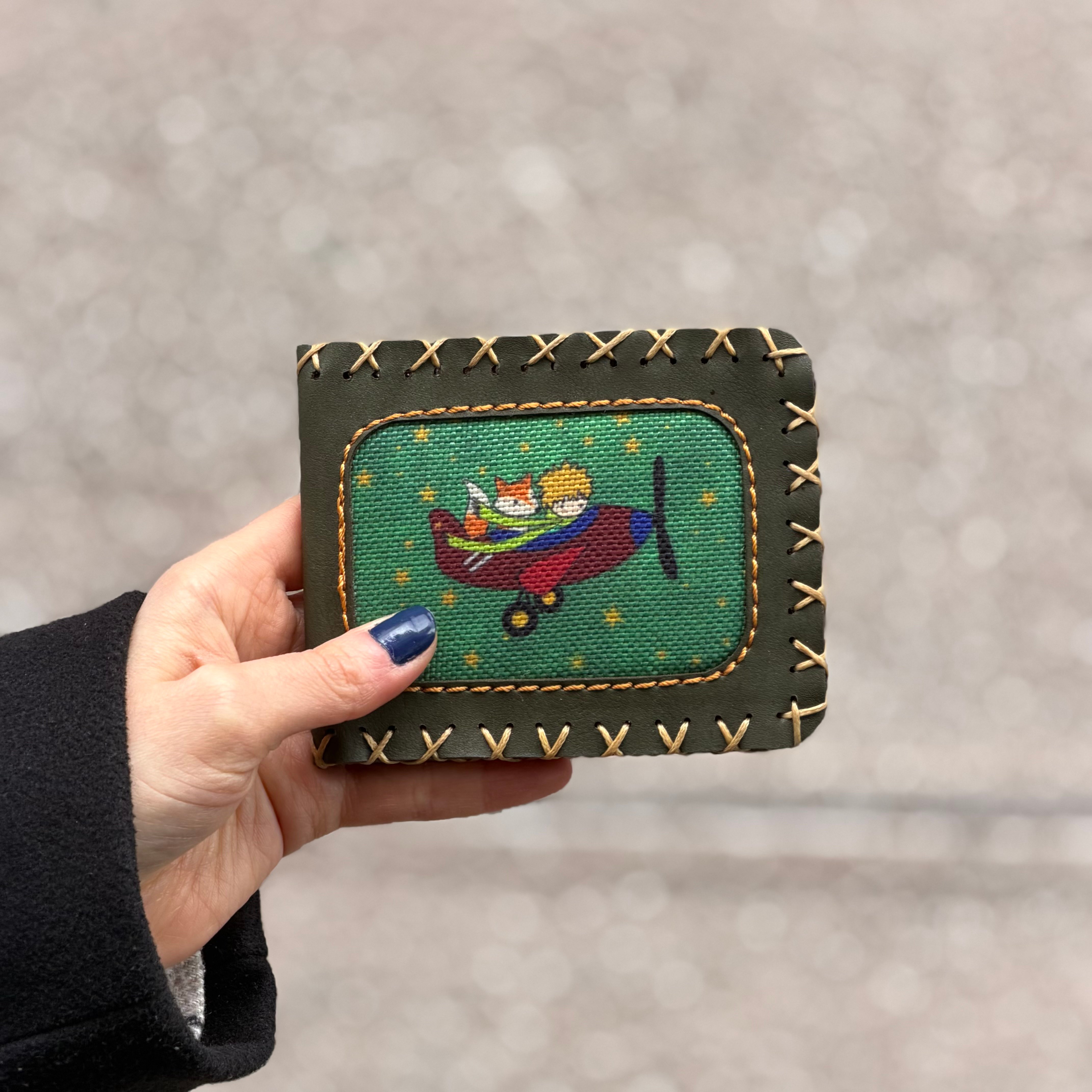Küçük Prens Figürlü Küçük Cüzdan Etnik Bohem Retro Style -YEŞİL