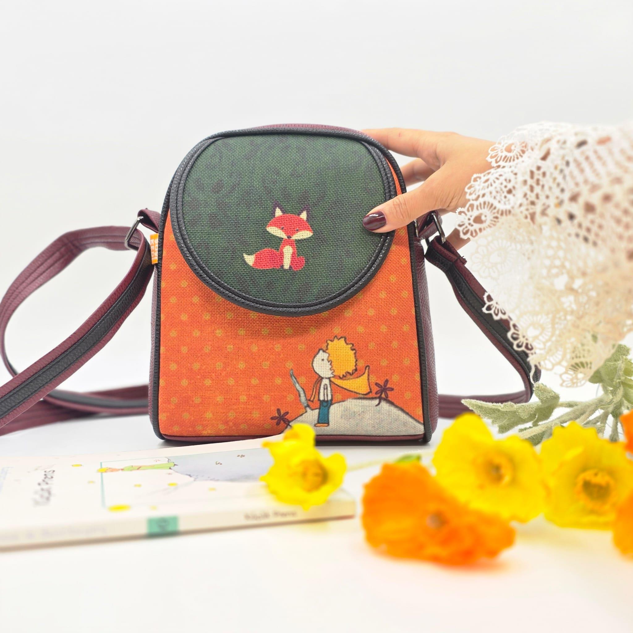Küçük Prens Figürlü Küçük Postacı Omuz Çantası Etnik Bohem Style - Bordo