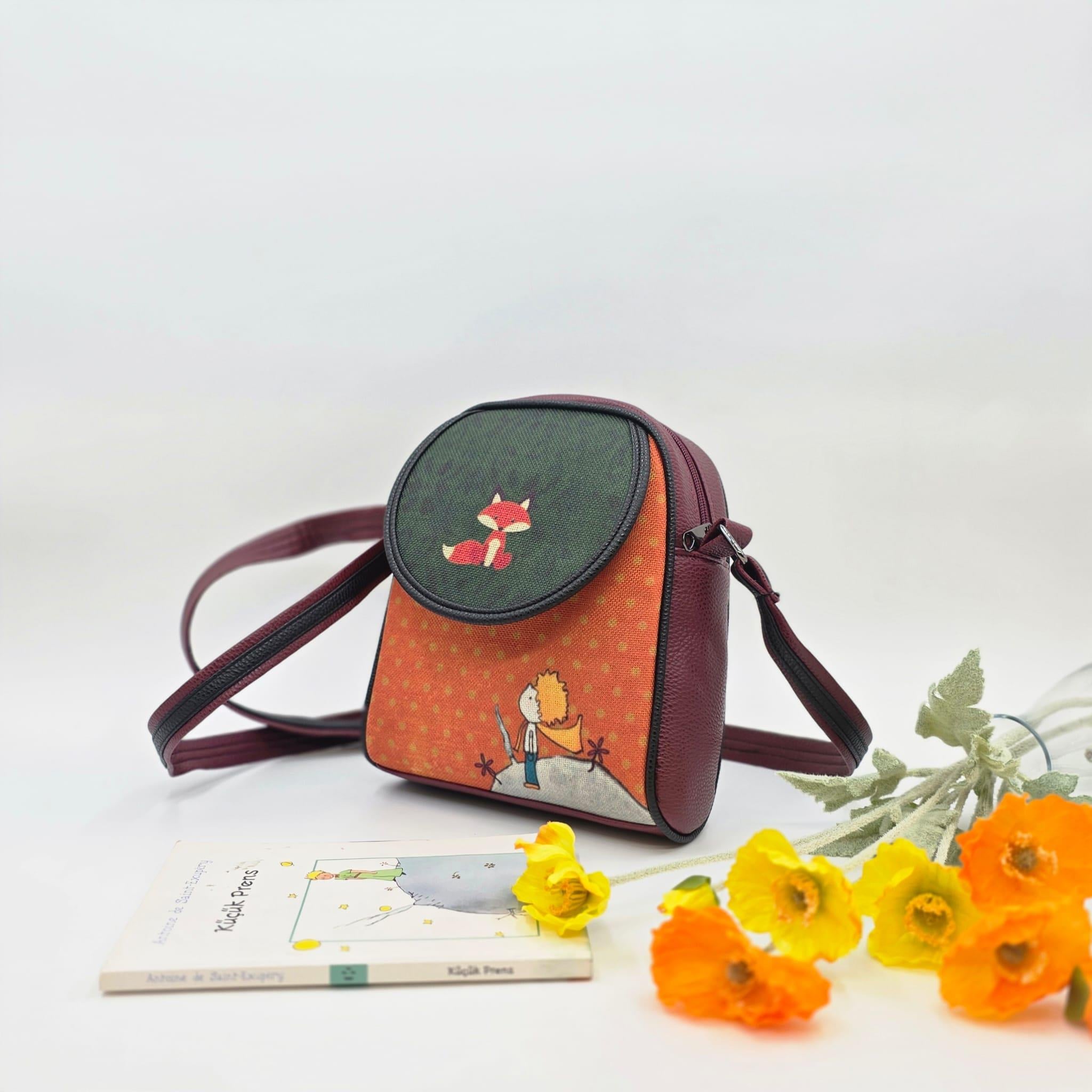 Küçük Prens Figürlü Küçük Postacı Omuz Çantası Etnik Bohem Style - Bordo