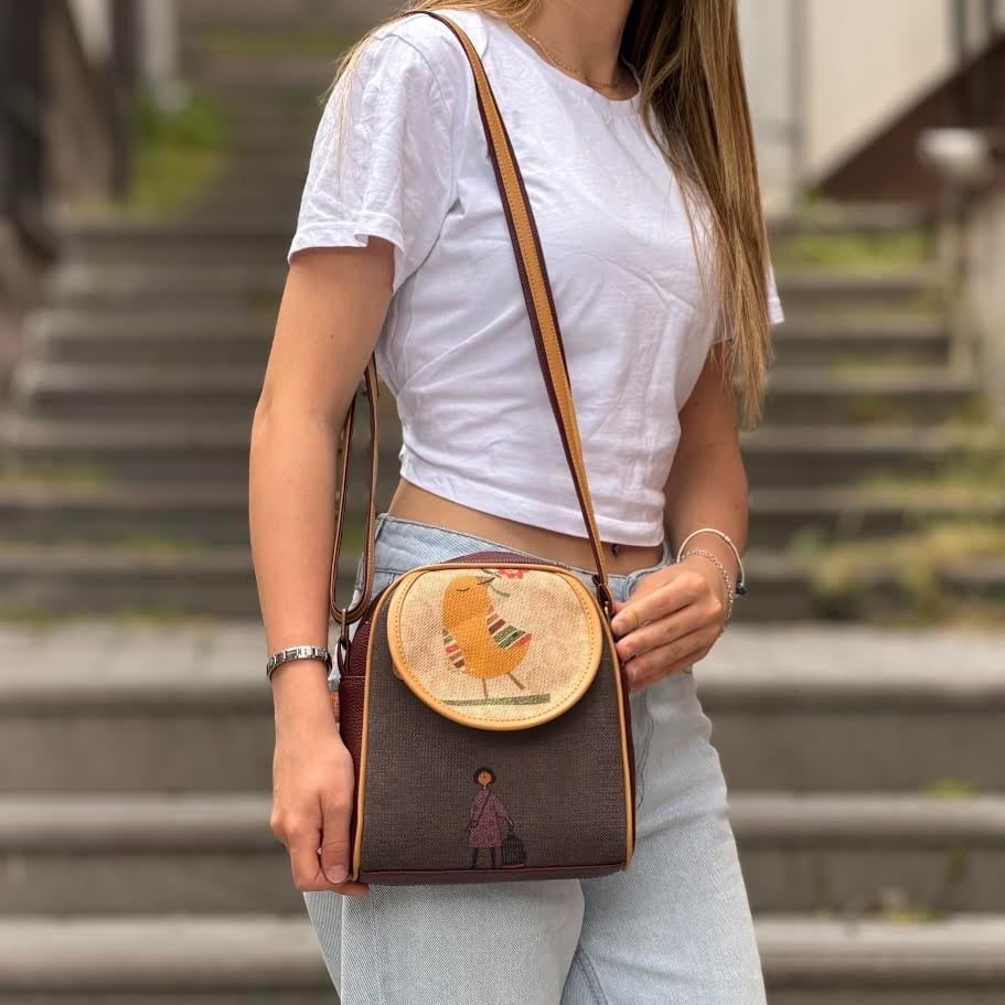 Kuş Figürlü Küçük Postacı Omuz Çantası Etnik Bohem Style - Bordo