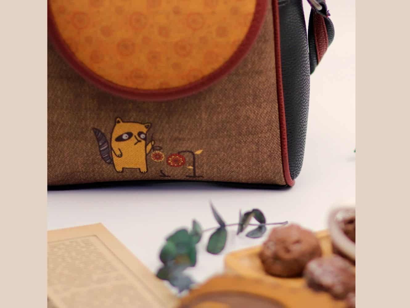 Rakun Figürlü Küçük Postacı Omuz Çantası Etnik Bohem Style - SİYAH