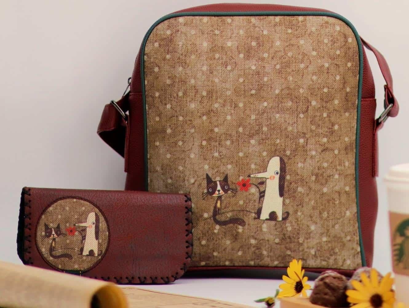 Tilki Figürlü Büyük Postacı Kol Çantası Etnik Bohem Style Çanta Cüzdan KOMBİN