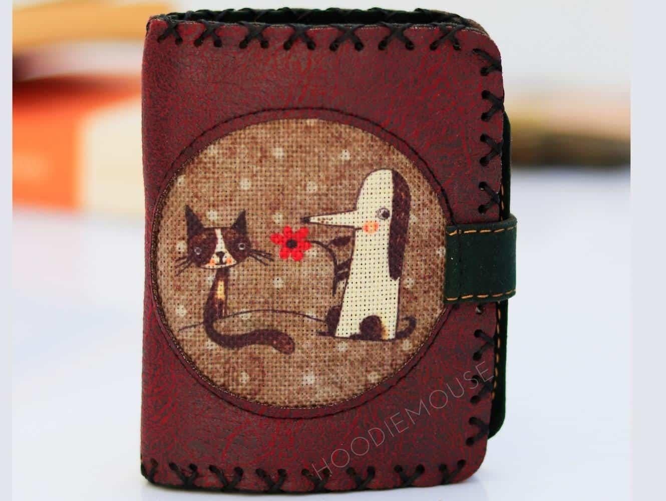 TILKI Figürlü Küçük Cüzdan Etnik Bohem Retro Style - BORDO