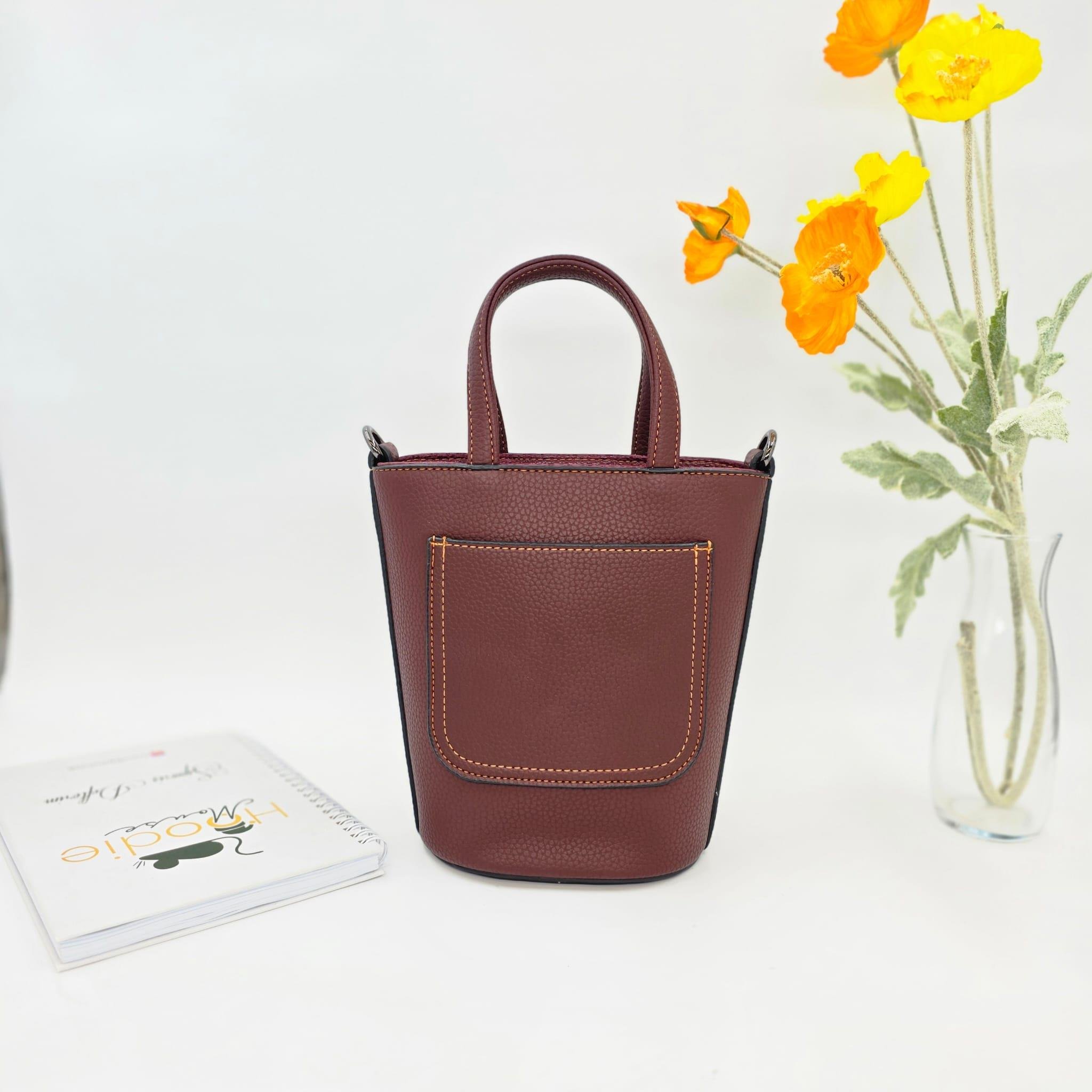 Vosvos Figürlü Kova Model Çanta Etnik Bohem Style - BORDO