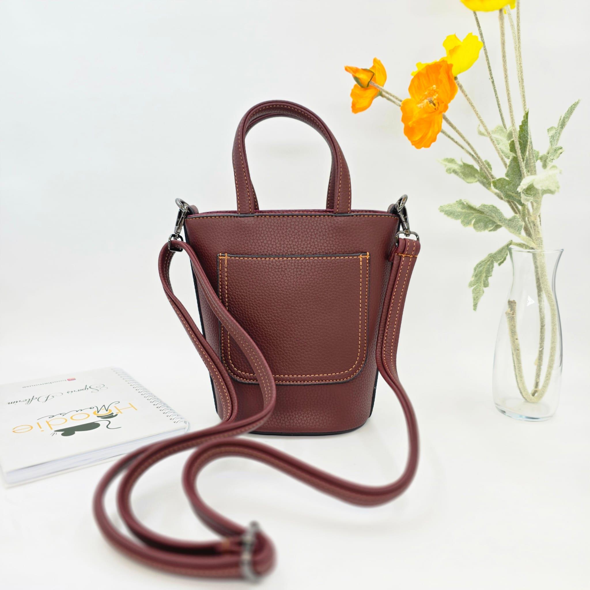 Vosvos Figürlü Kova Model Çanta Etnik Bohem Style - BORDO