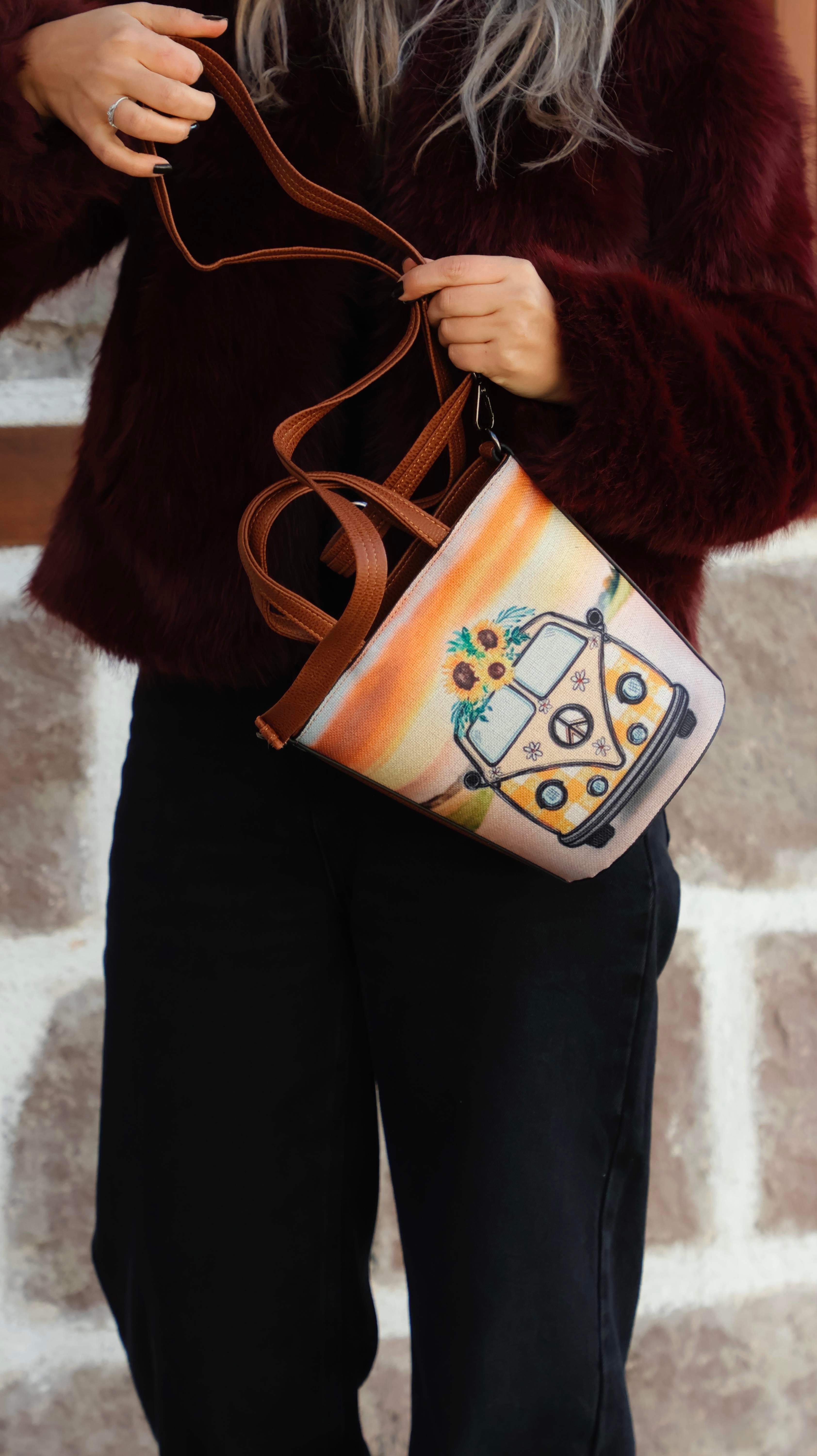 Vosvos Figürlü Kova Model Çanta Etnik Bohem Style - TABA