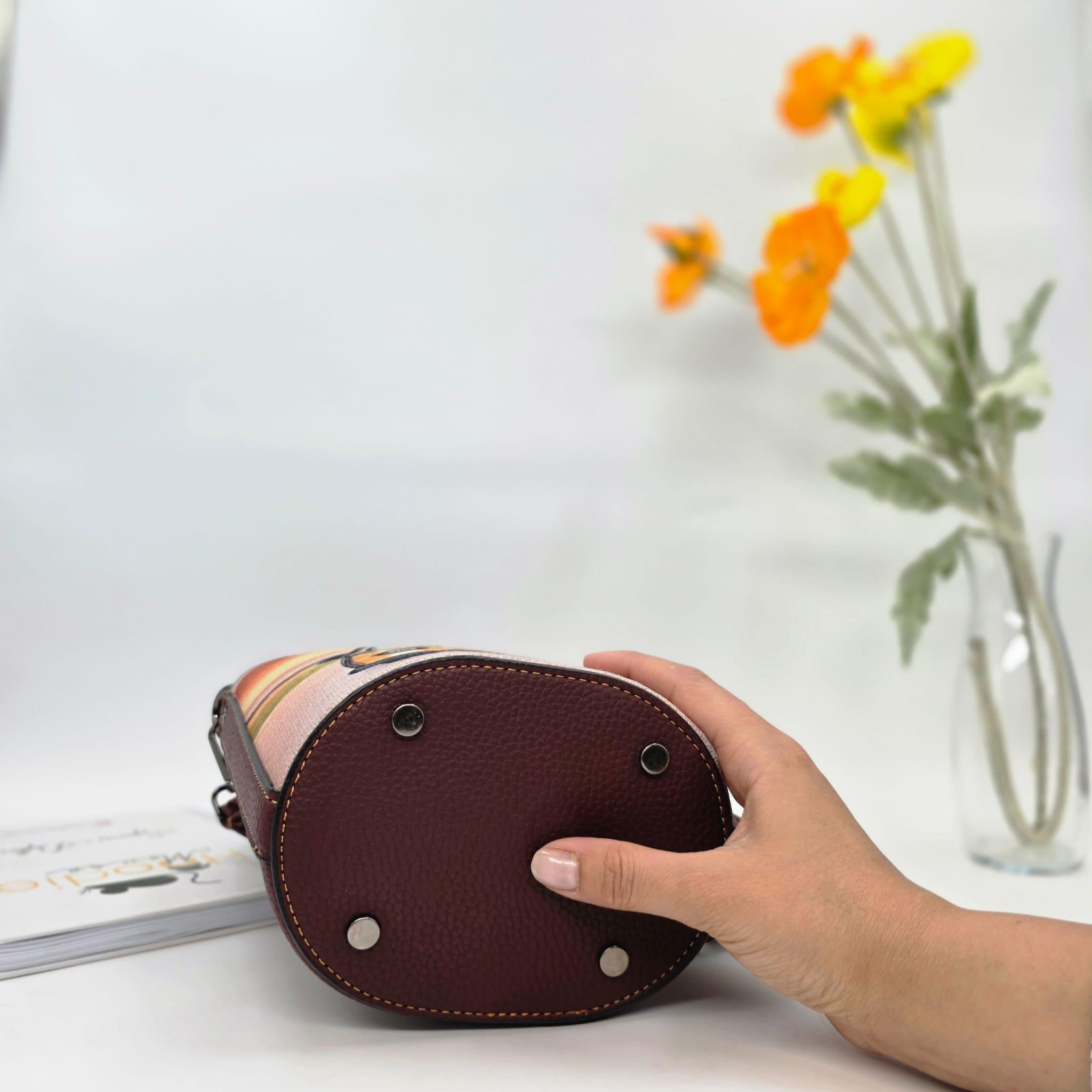 Vosvos Figürlü Kova Model Çanta Etnik Bohem Style - BORDO