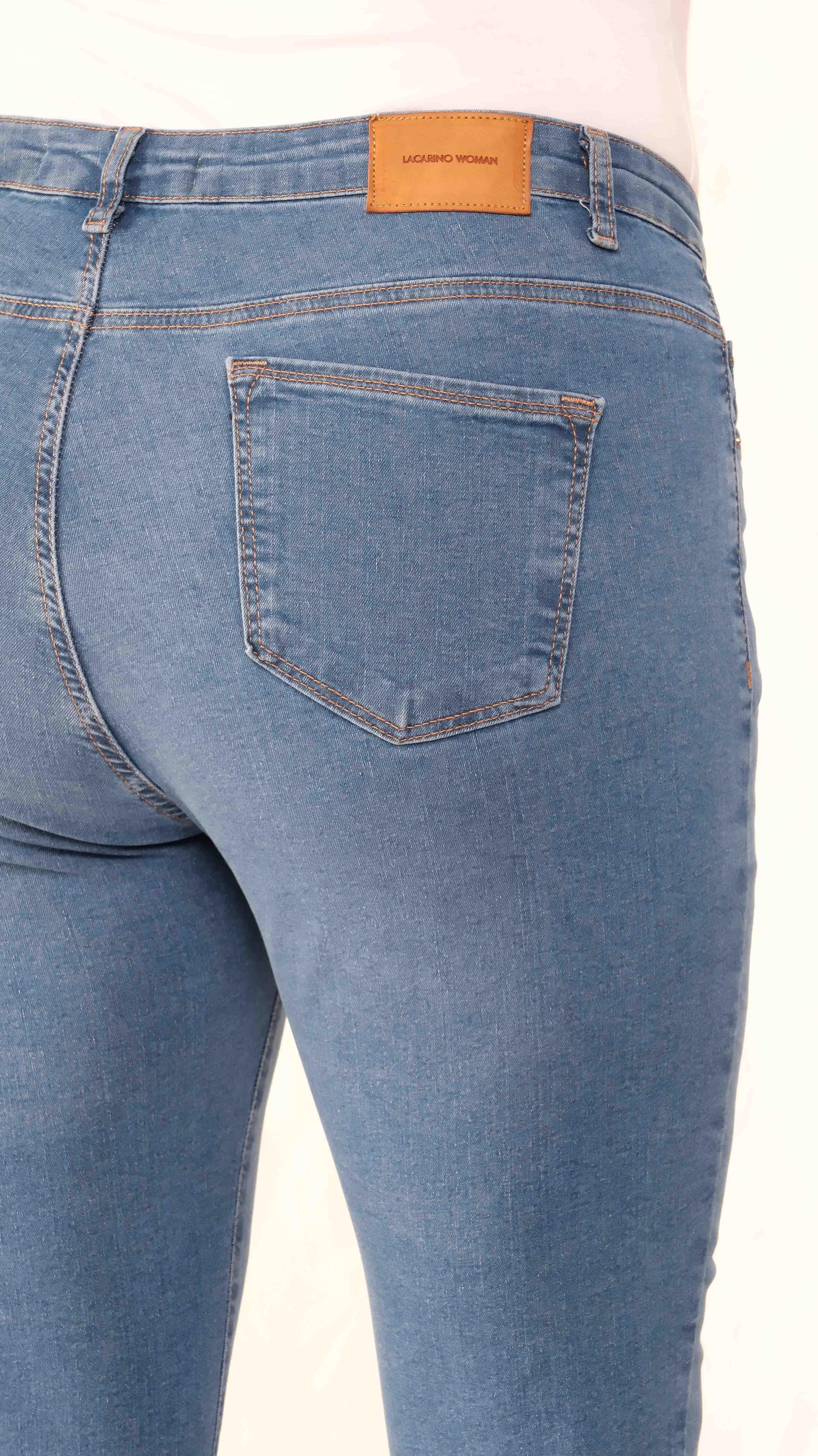 LACARINOYüksek Bel Battal Kesim Dar Paça Blue Jean Pantolon