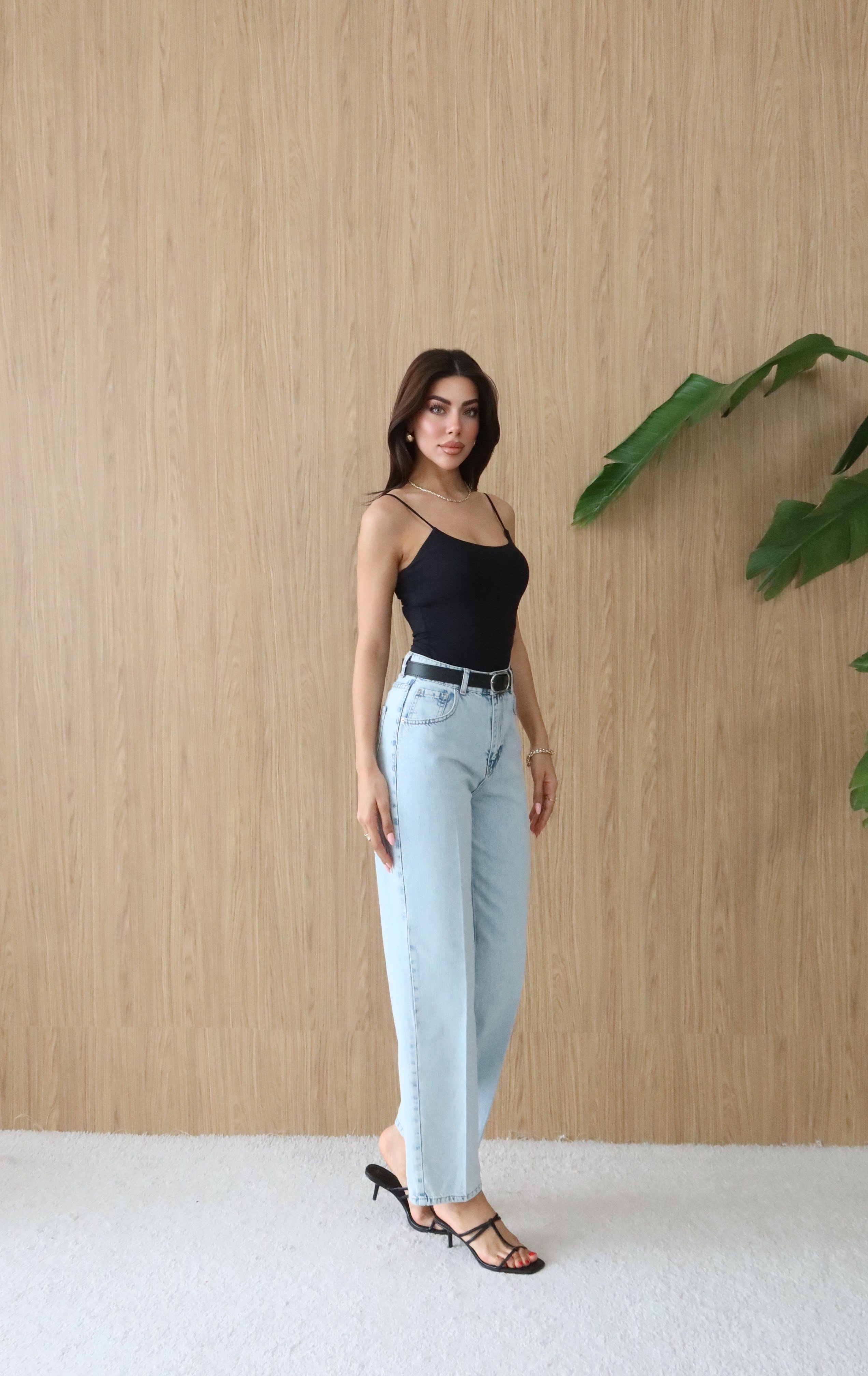 LACARINOYüksek Bel Kemer Detaylı Balon Kalıp Light Blue Jean Pantolon