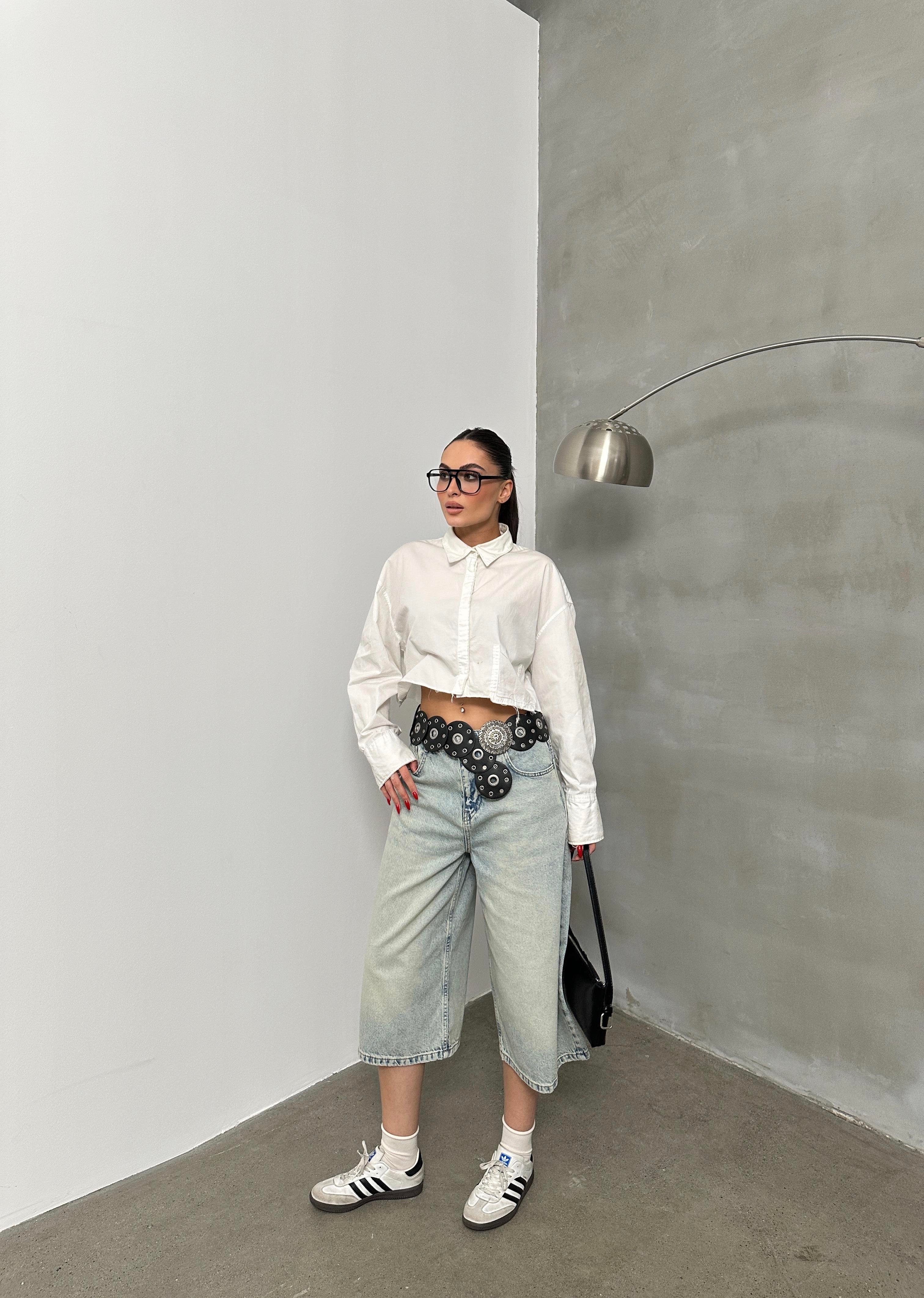LACARINOKadın Baggy Model Yeşil Tint Bermuda Jean 