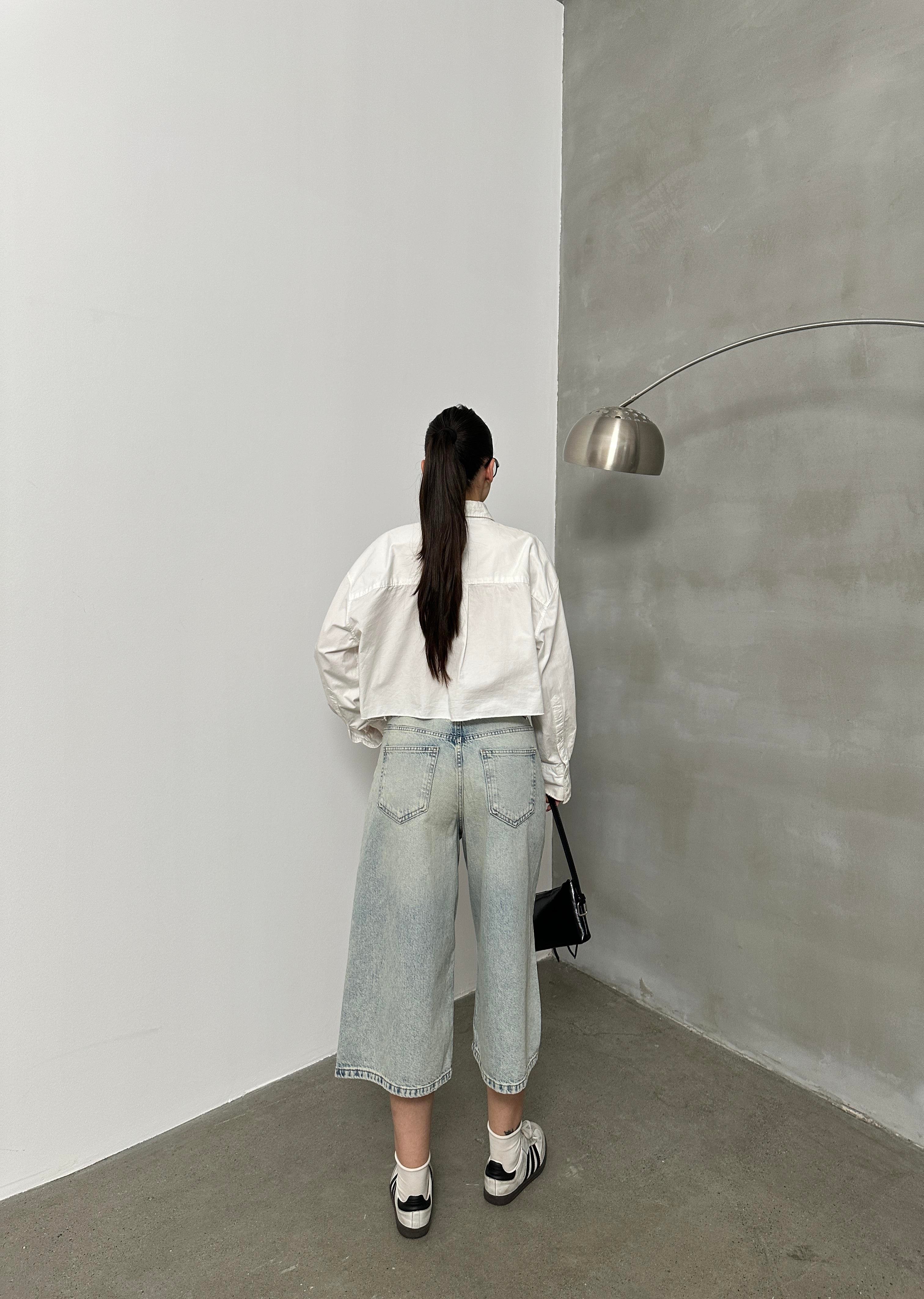 LACARINOKadın Baggy Model Yeşil Tint Bermuda Jean 