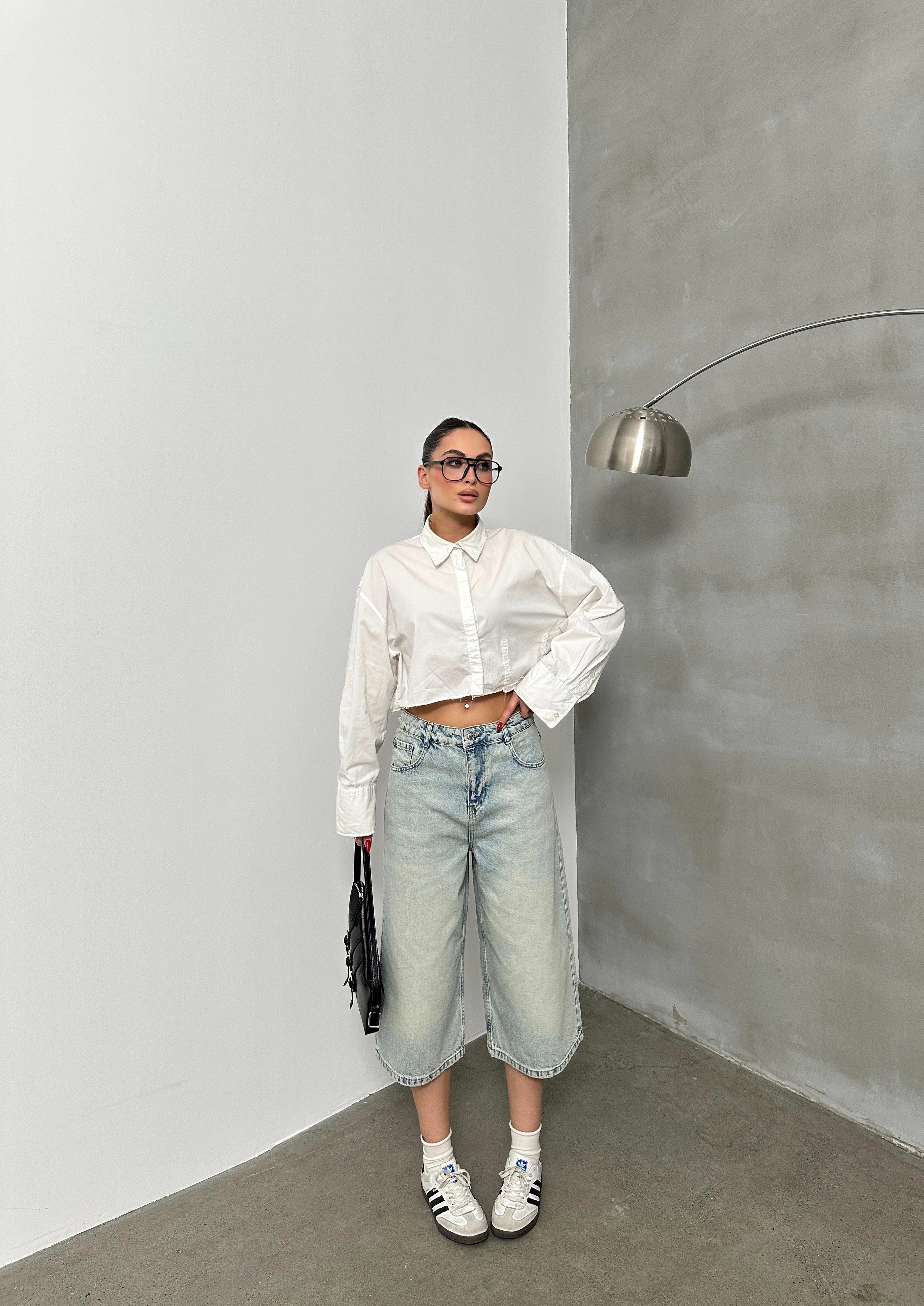 LACARINOKadın Baggy Model Yeşil Tint Bermuda Jean 