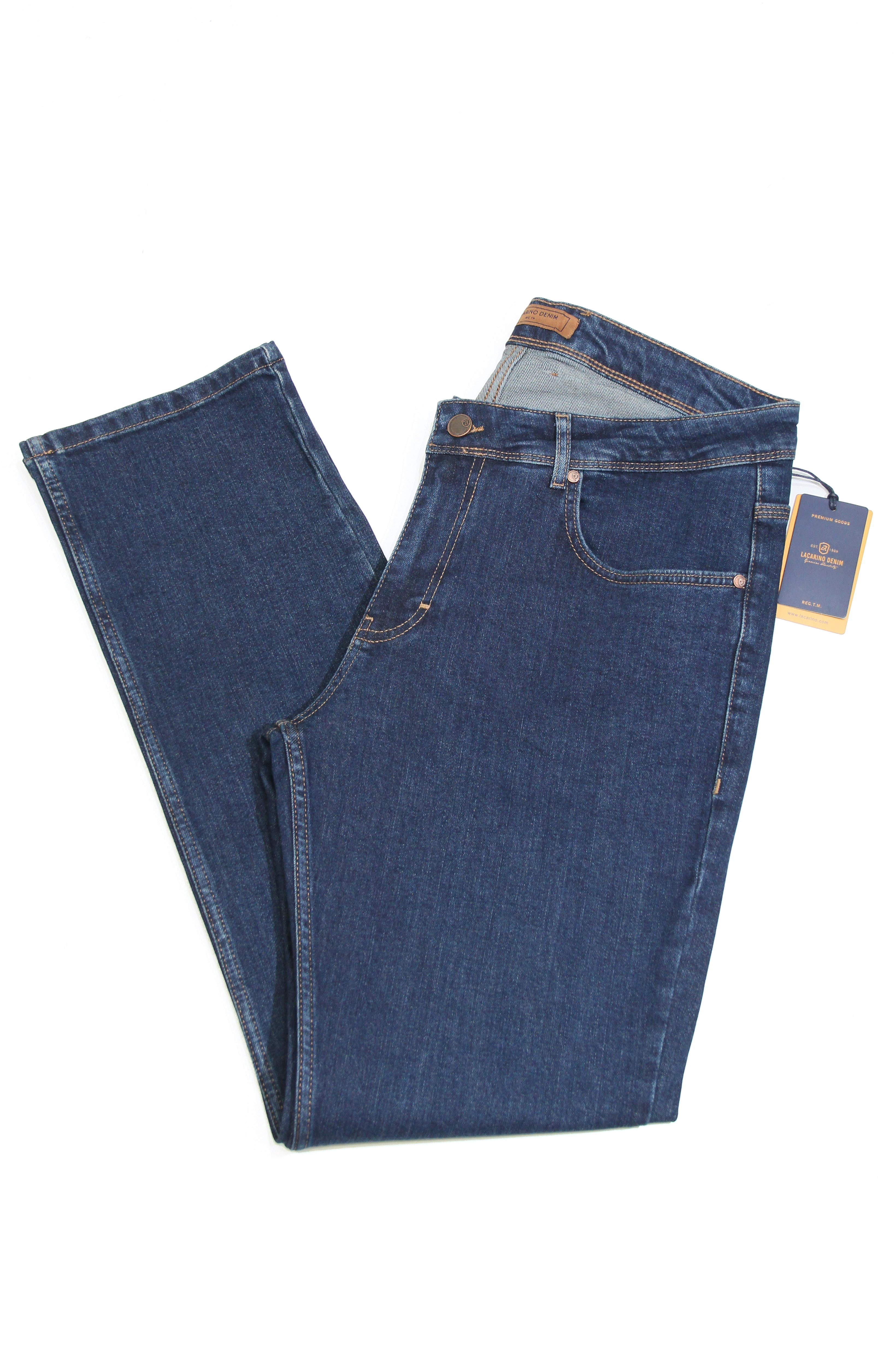 LACARINOYüksek Bel Battal Kesim Boru Paça Dark Blue Erkek Jean Pantolon