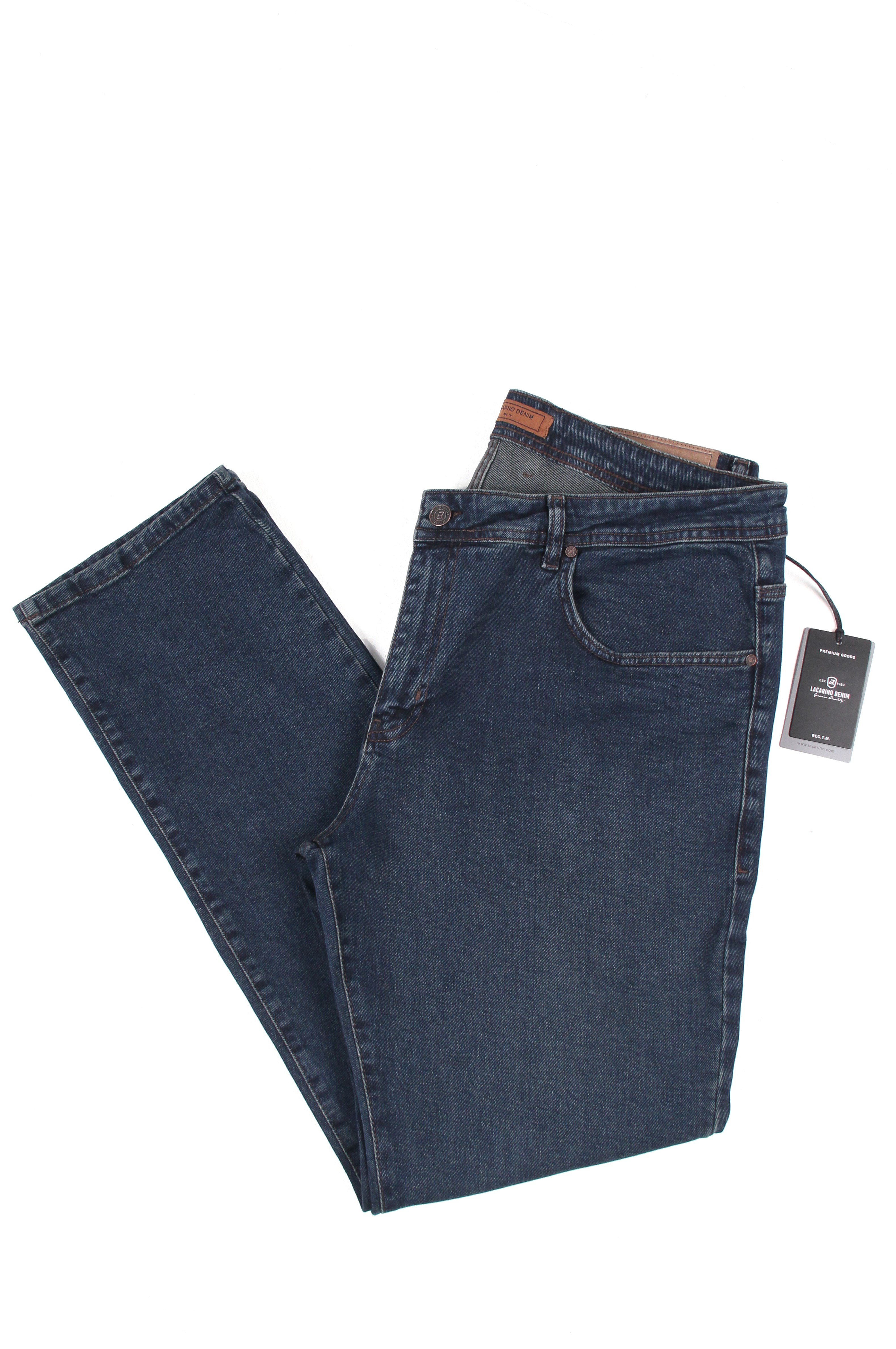 LACARINOYüksek Bel Battal Kalıp Dark Blue Tint  Erkek Jean Pantolon