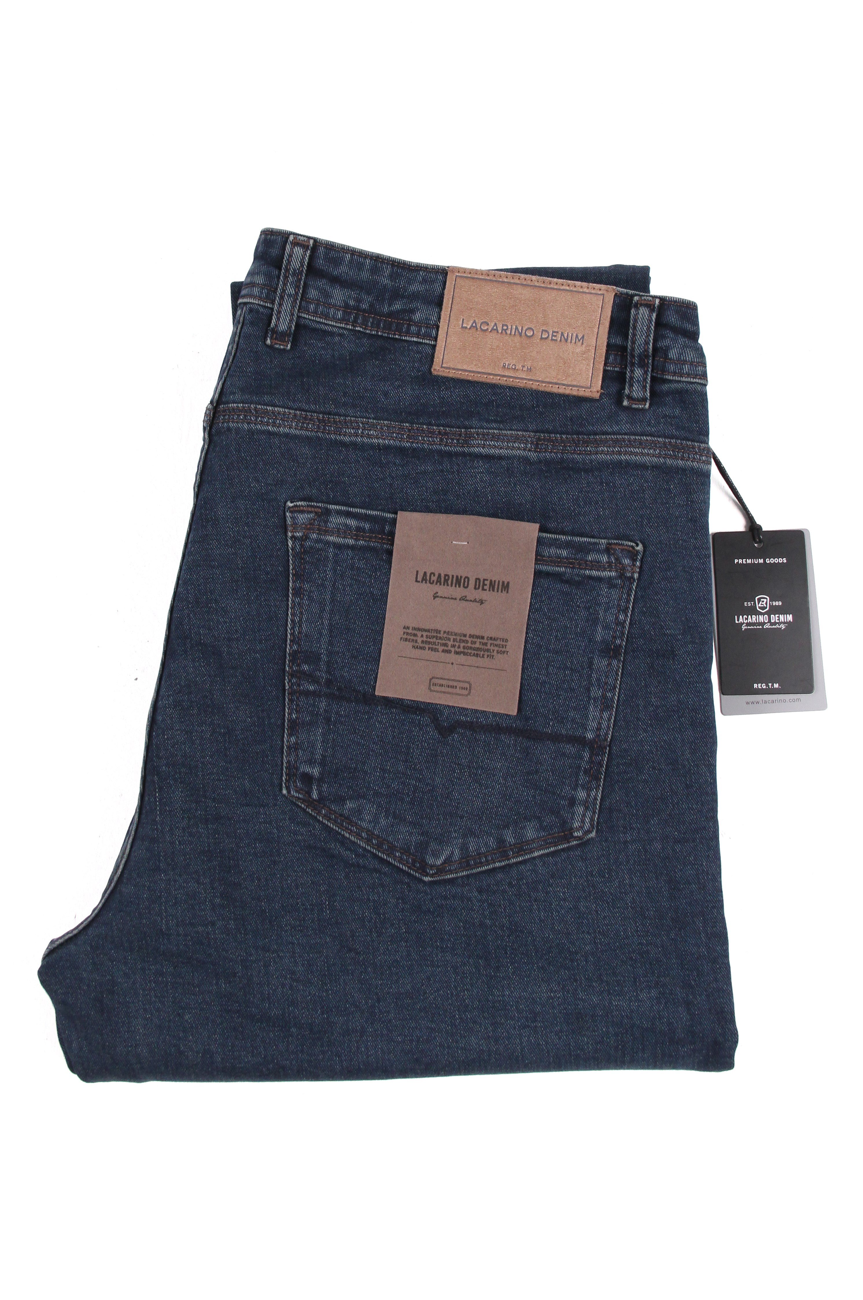 LACARINOYüksek Bel Battal Kalıp Dark Blue Tint  Erkek Jean Pantolon