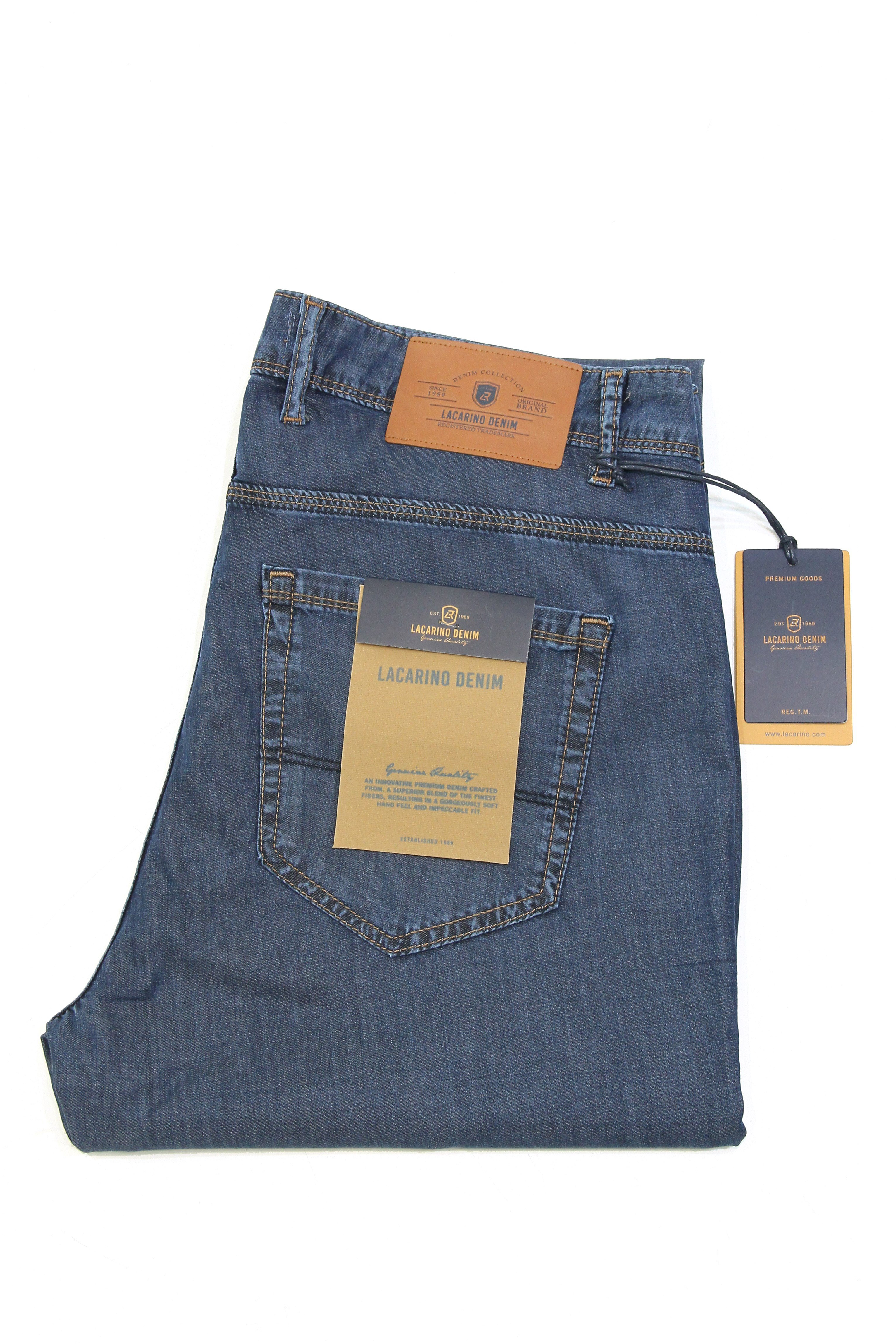 LACARINOYüksek Bel Battal Kesim Yarım Boru Paça Dark Blue Jean Pantolon